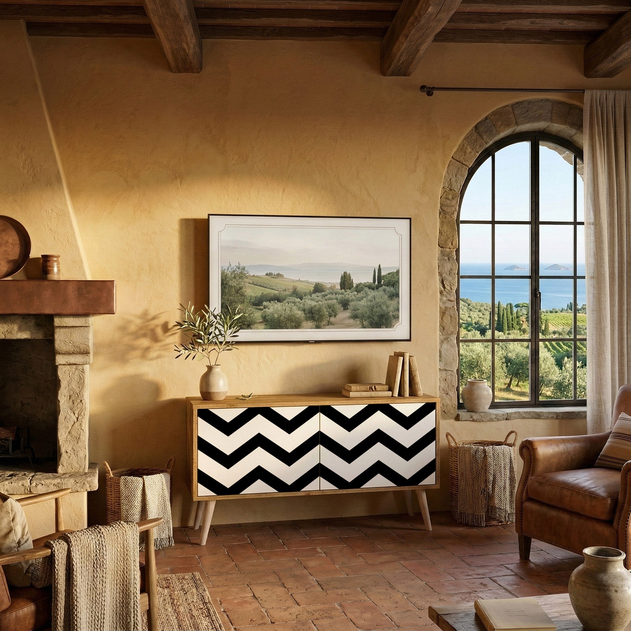 CLASSIC ZIG ZAG Kompakt TV-bänk med 2 dörrar