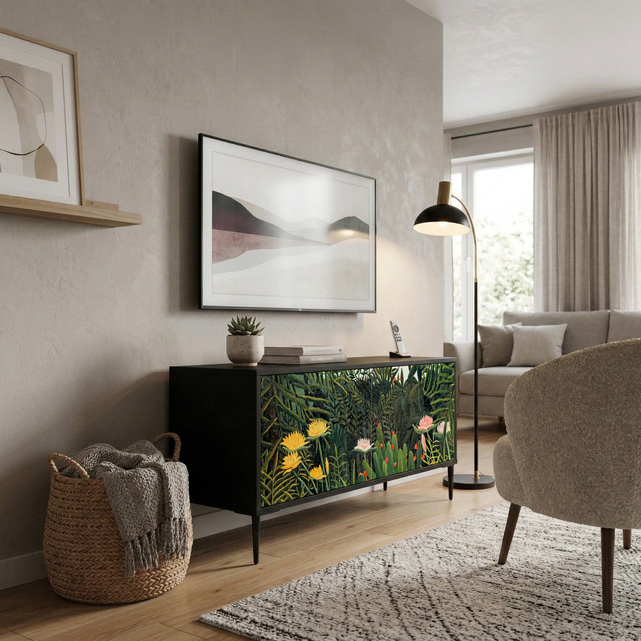 VIRGIN FOREST WITH SUNSET Kompakt TV-bänk med 2 dörrar
