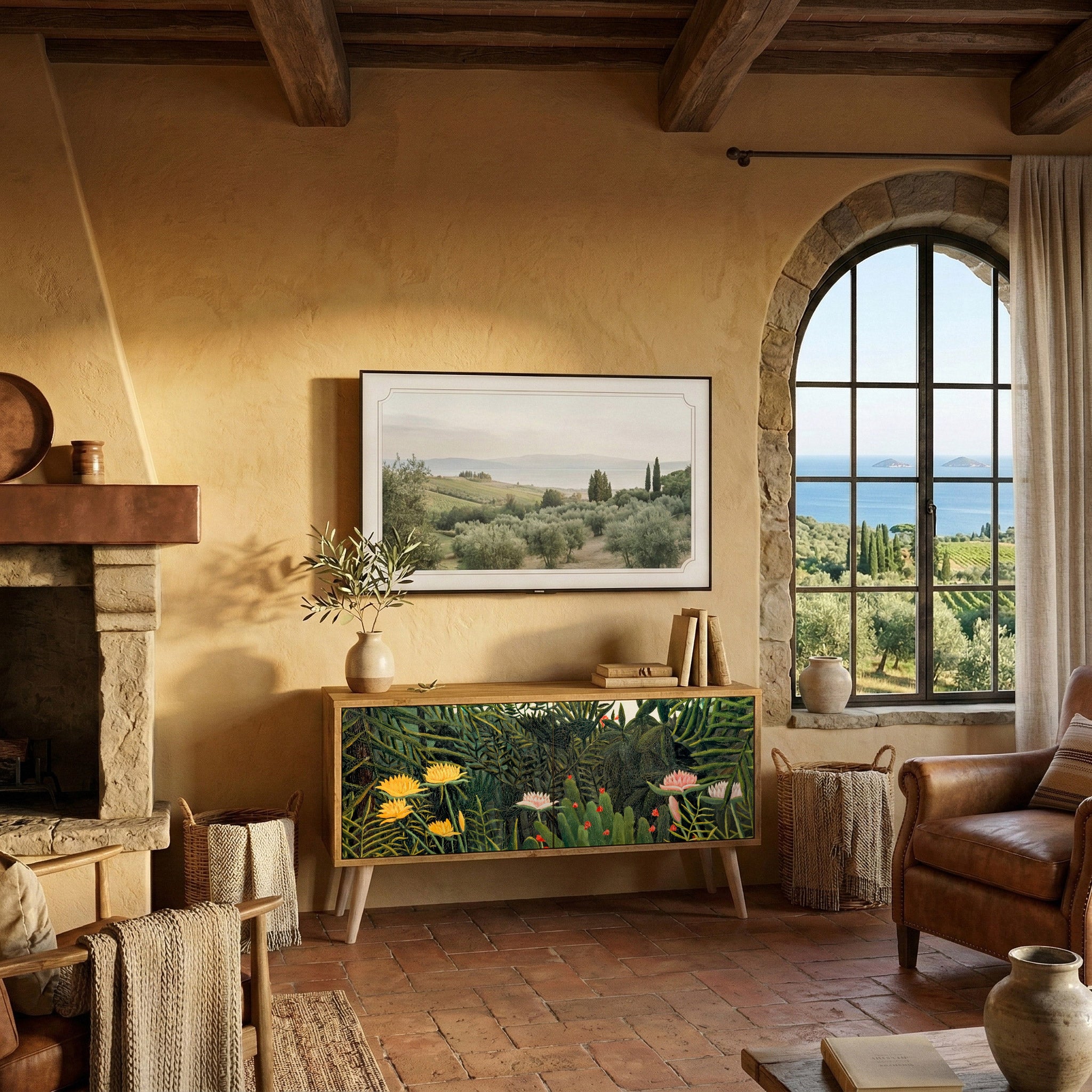 VIRGIN FOREST WITH SUNSET Kompakt TV-bänk med 2 dörrar