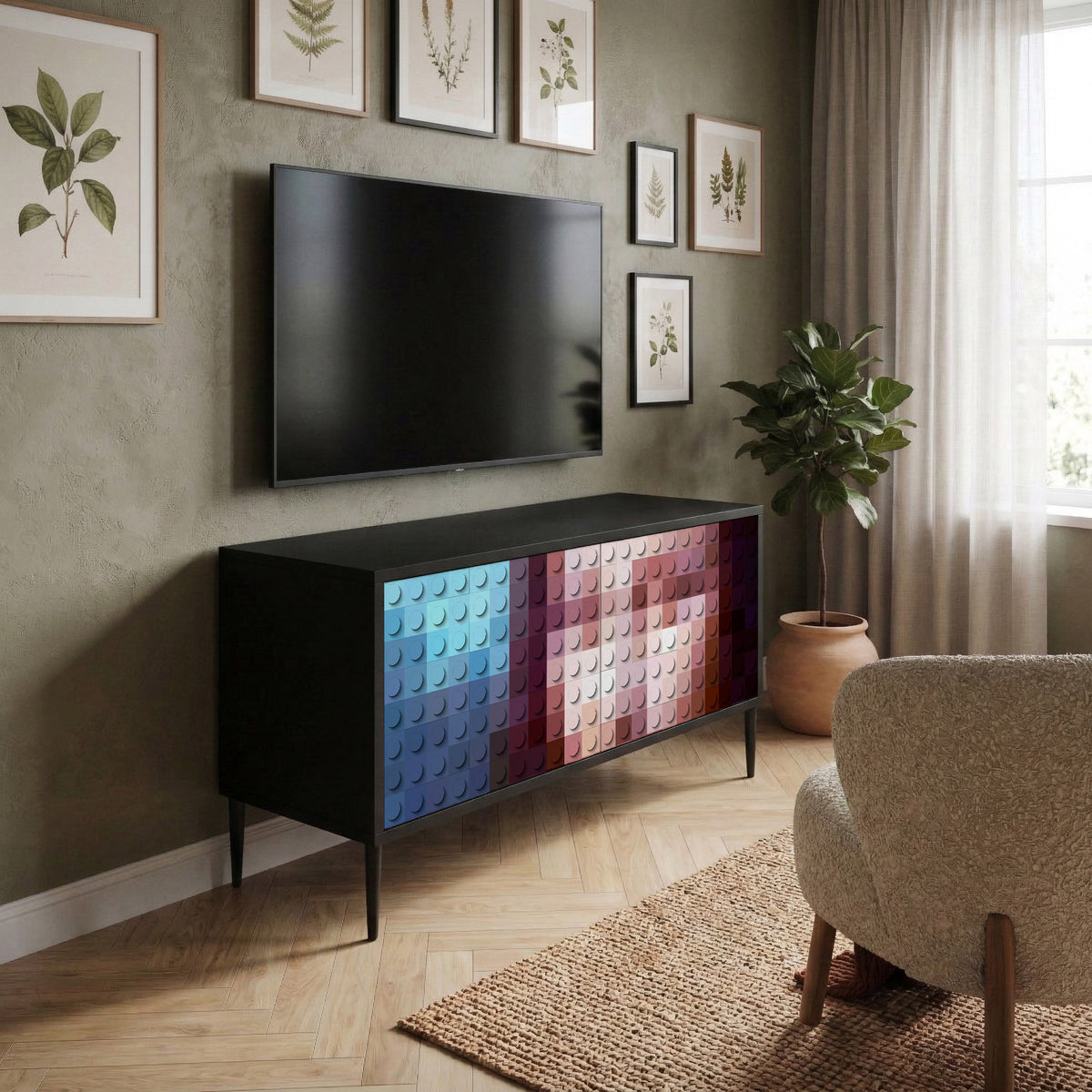 CONSTRUCTIVE ART Kompakt TV-bänk med 2 dörrar