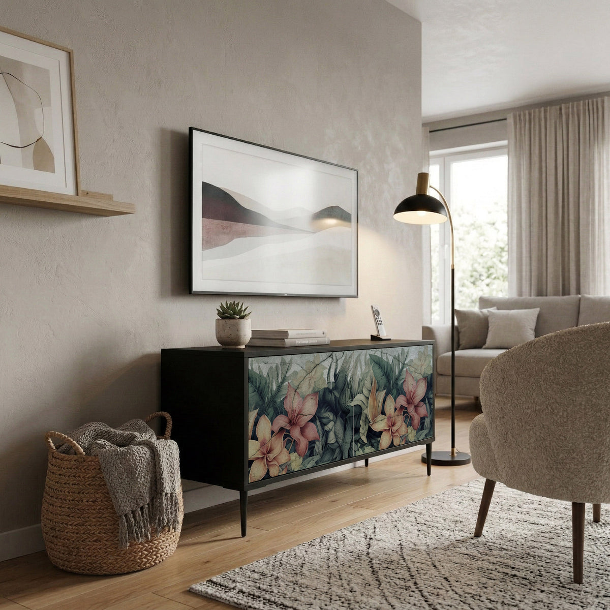 HEAVENLY BLOOM Kompakt TV-bänk med 2 dörrar