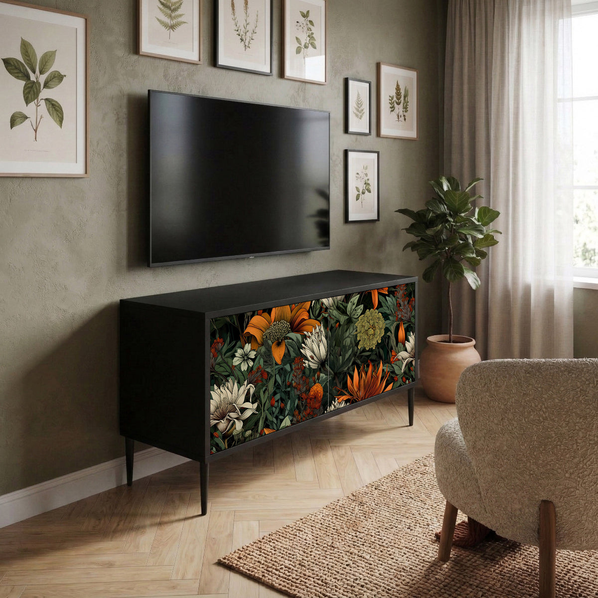 MIDNIGHT SPROUT Kompakt TV-bänk med 2 dörrar