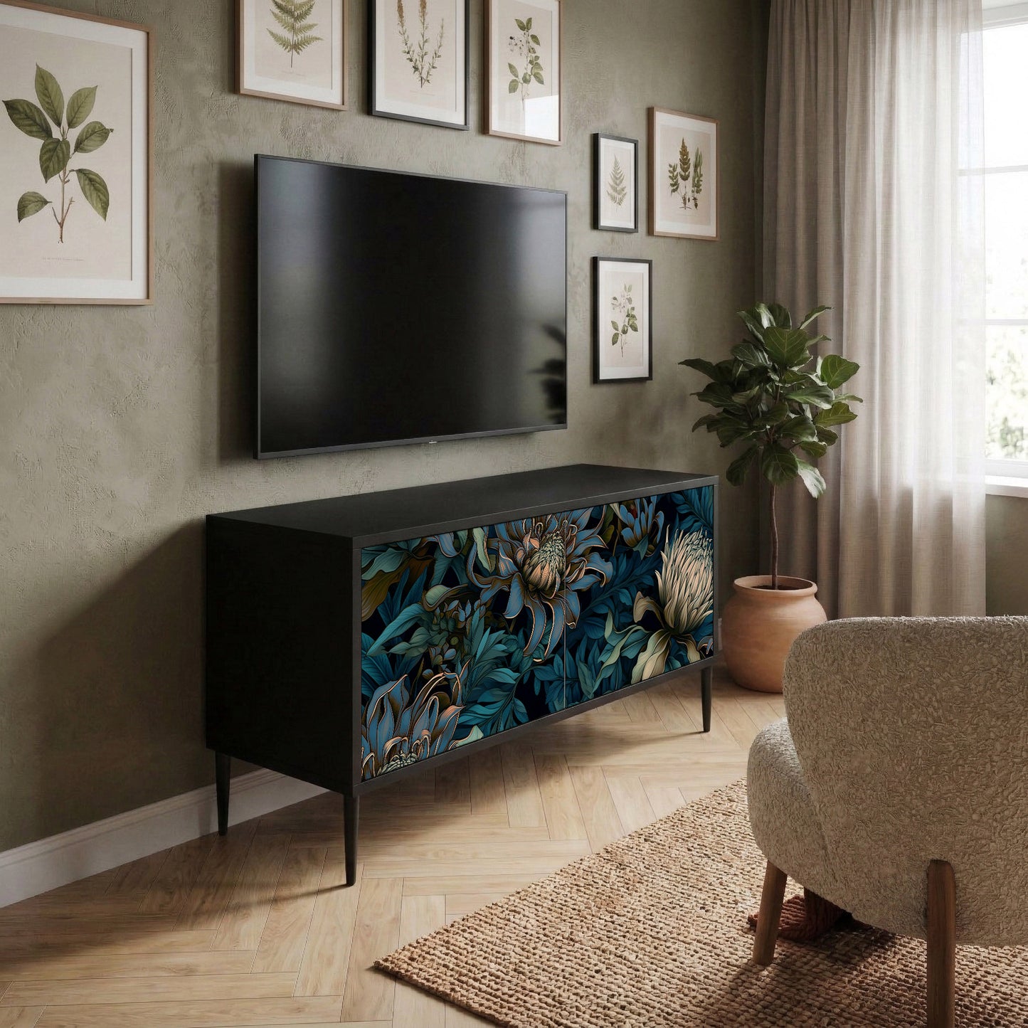 TWILIGHT BLOOM Kompakt TV-bänk med 2 dörrar