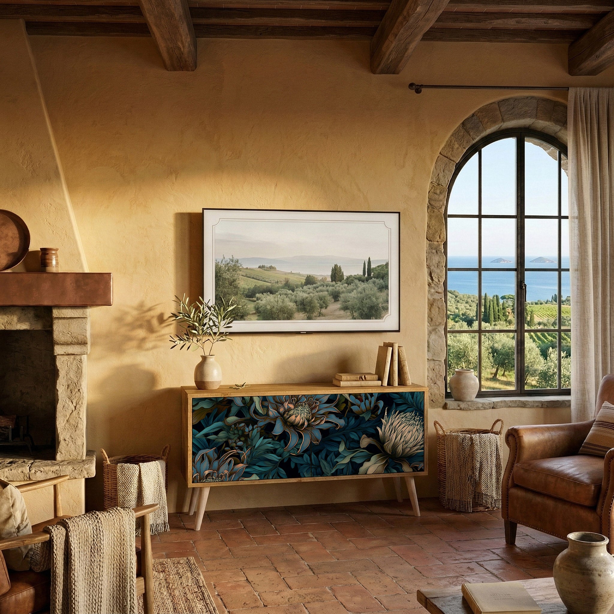 TWILIGHT BLOOM Kompakt TV-bänk med 2 dörrar