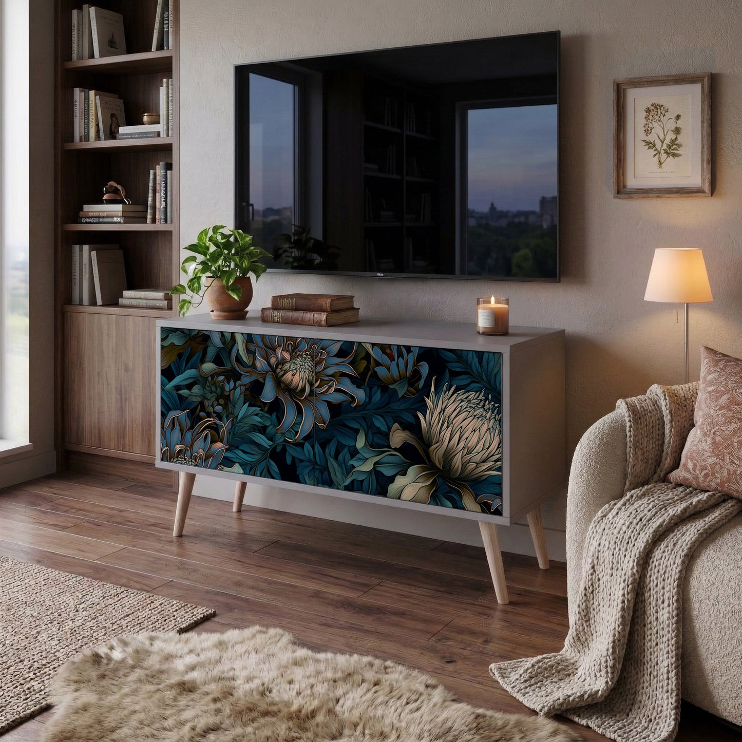 TWILIGHT BLOOM Kompakt TV-bänk med 2 dörrar