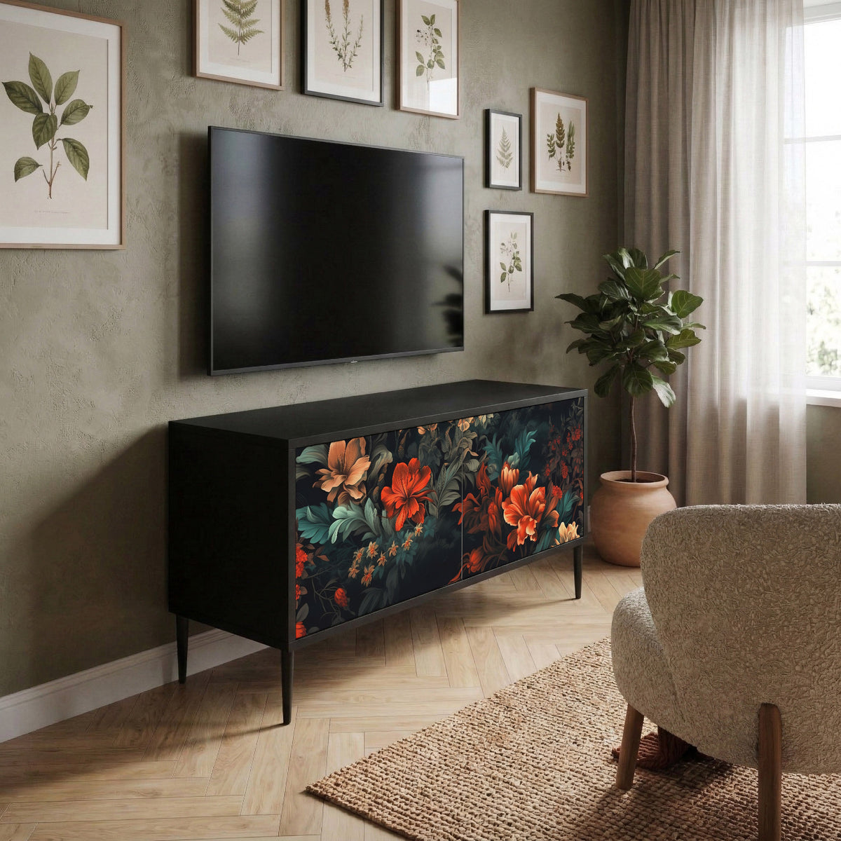 IMAGINARY BLOSSOM Kompakt TV-bänk med 2 dörrar