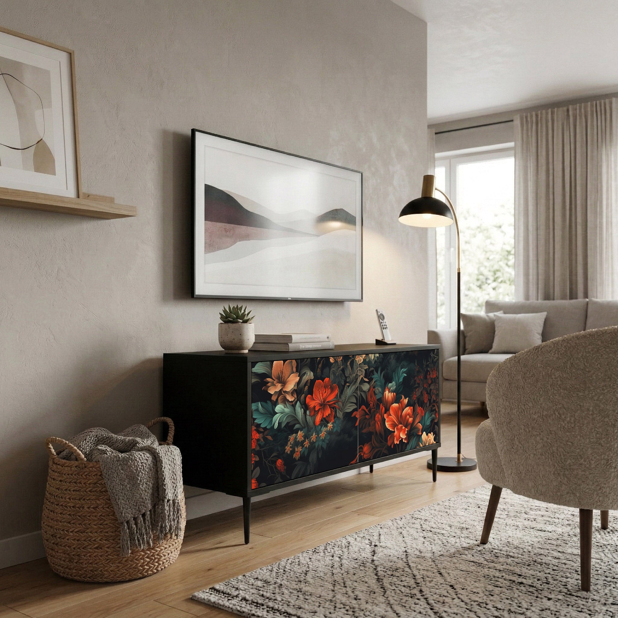 IMAGINARY BLOSSOM Kompakt TV-bänk med 2 dörrar