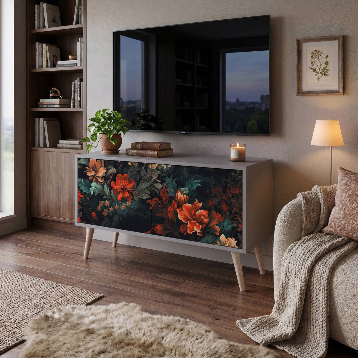IMAGINARY BLOSSOM Kompakt TV-bänk med 2 dörrar