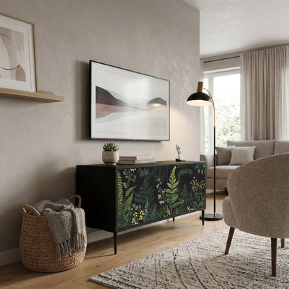 FERN FLOWERS Kompakt TV-bänk med 2 dörrar