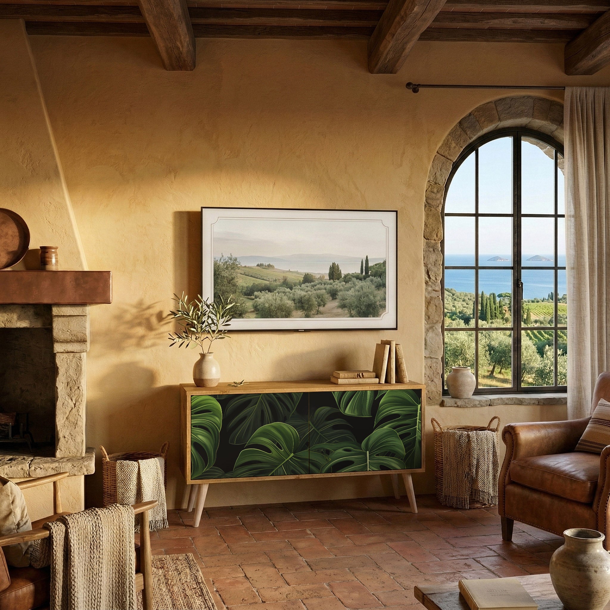 INFINITE MONSTERA Kompakt TV-bänk med 2 dörrar