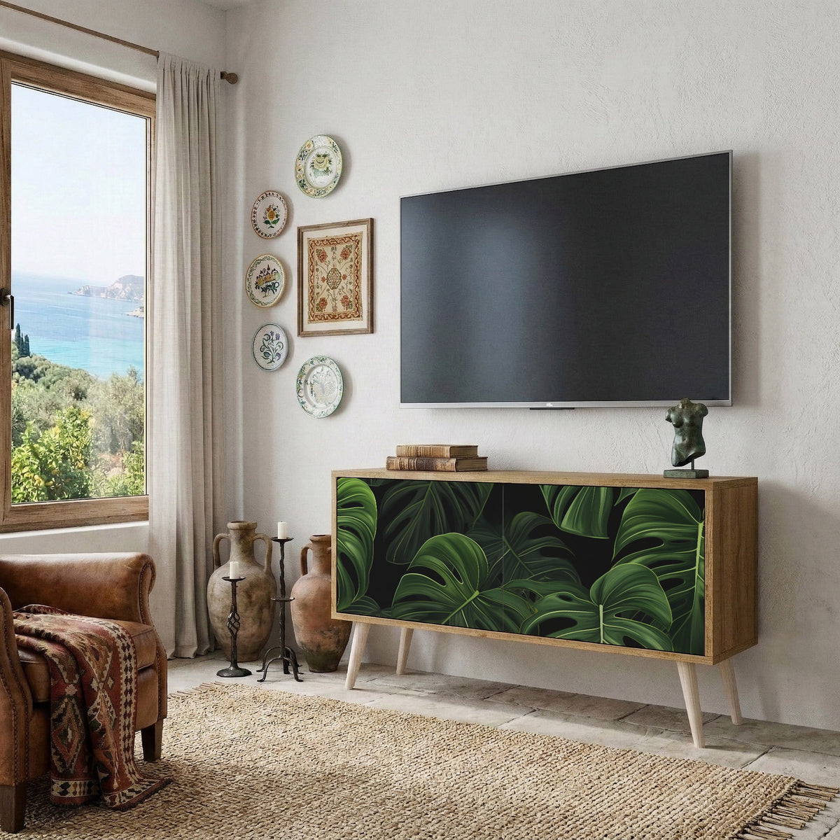 INFINITE MONSTERA Kompakt TV-bänk med 2 dörrar
