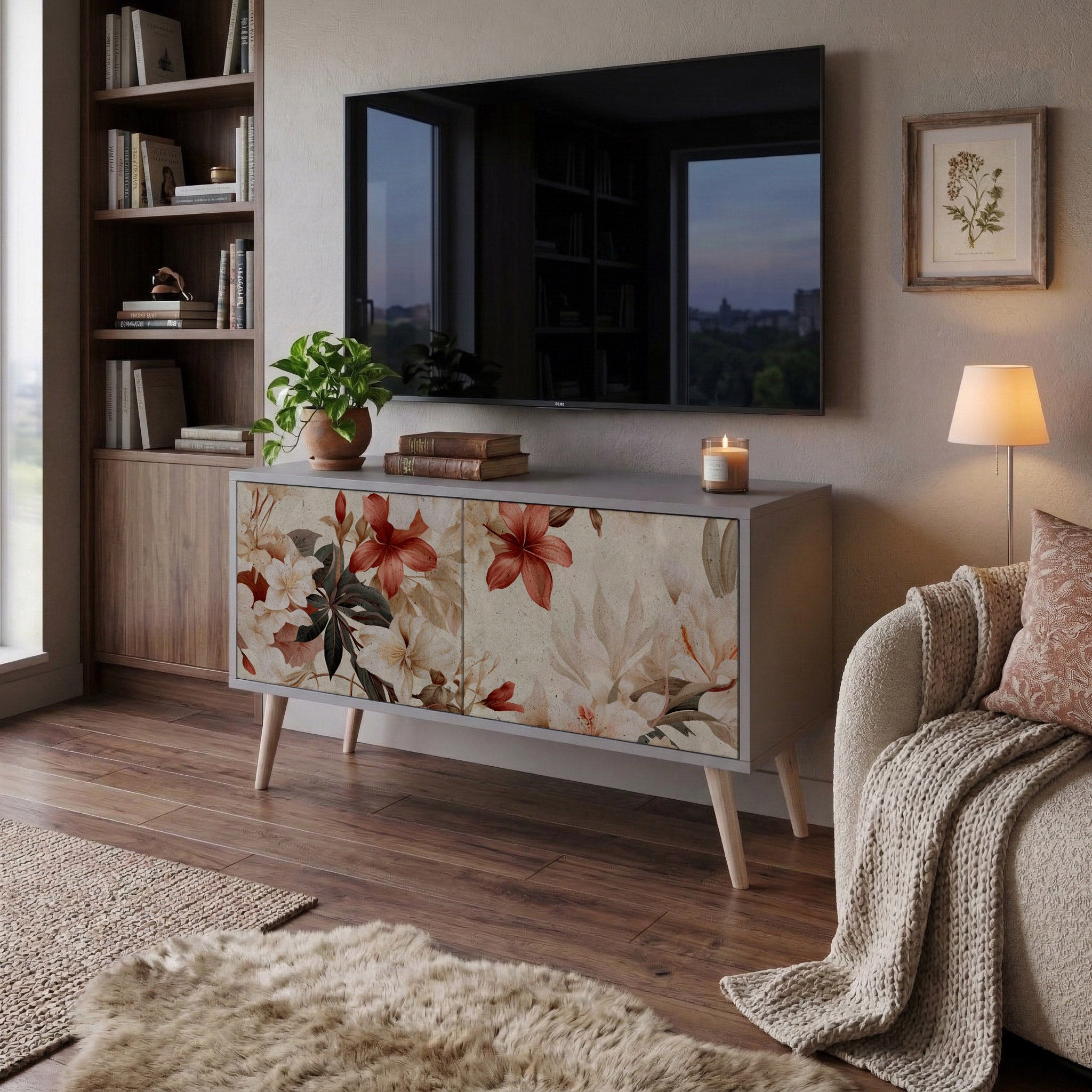 PETAL HARMONY Kompakt TV-bänk med 2 dörrar