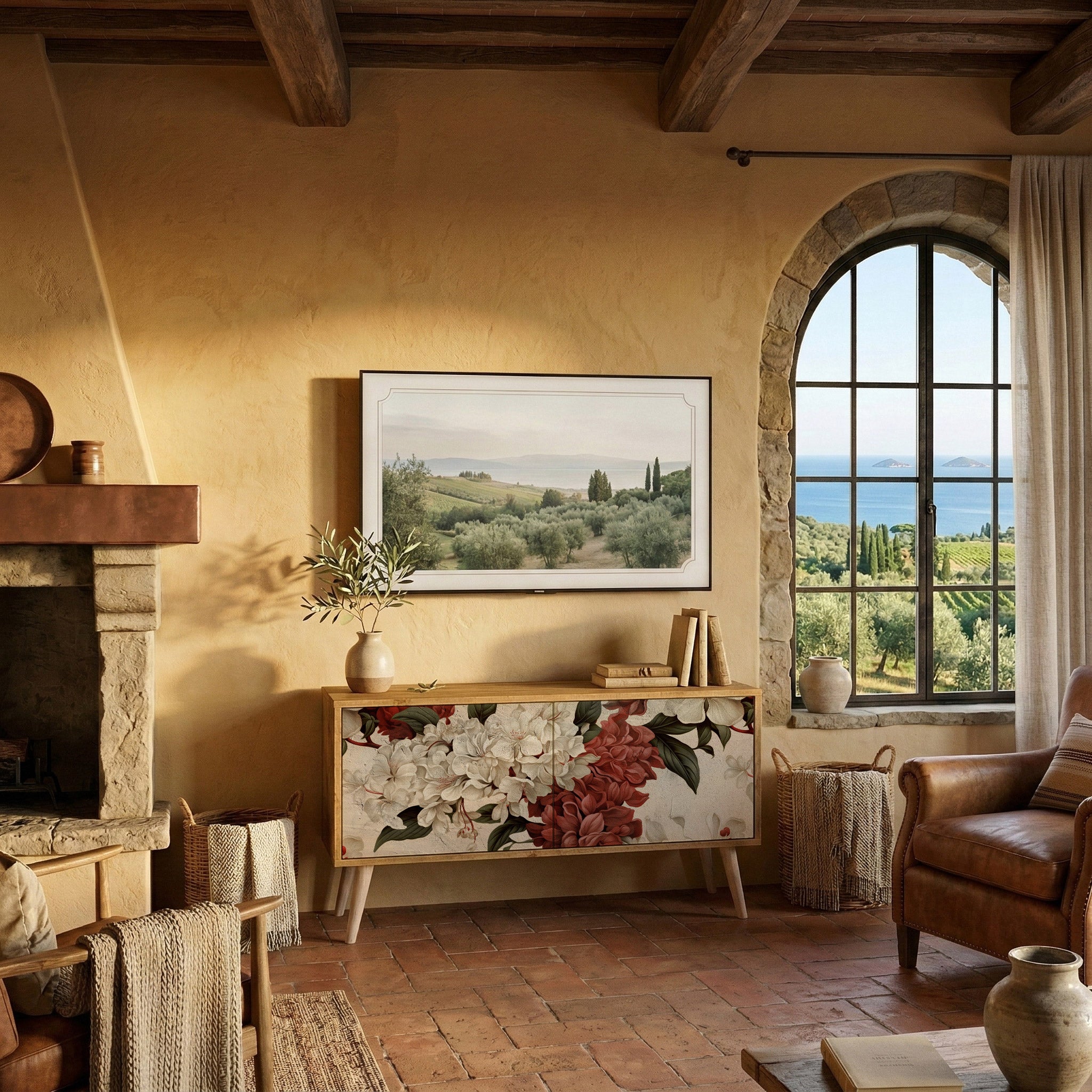 EPHEMERAL DAYS Kompakt TV-bänk med 2 dörrar