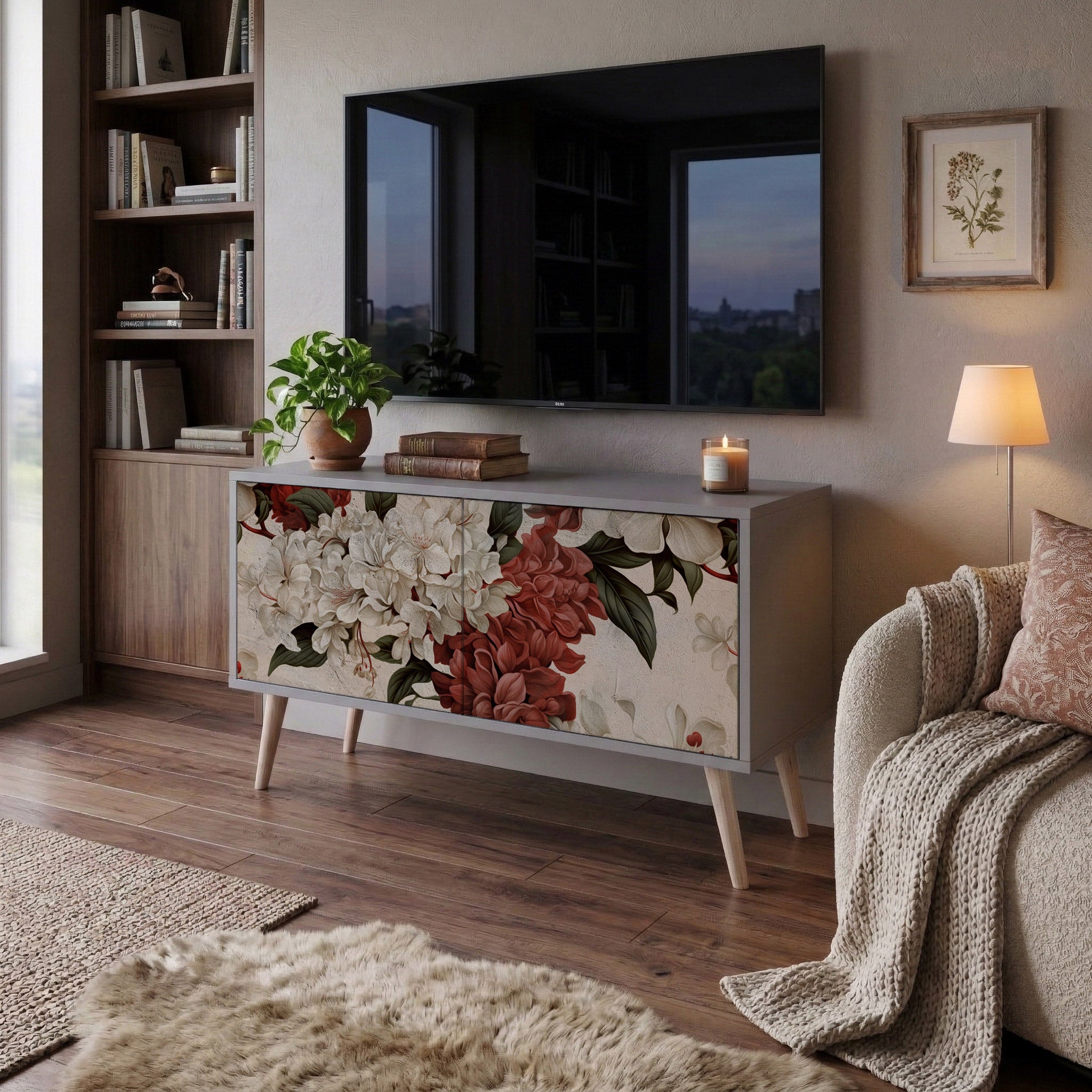 EPHEMERAL DAYS Kompakt TV-bänk med 2 dörrar