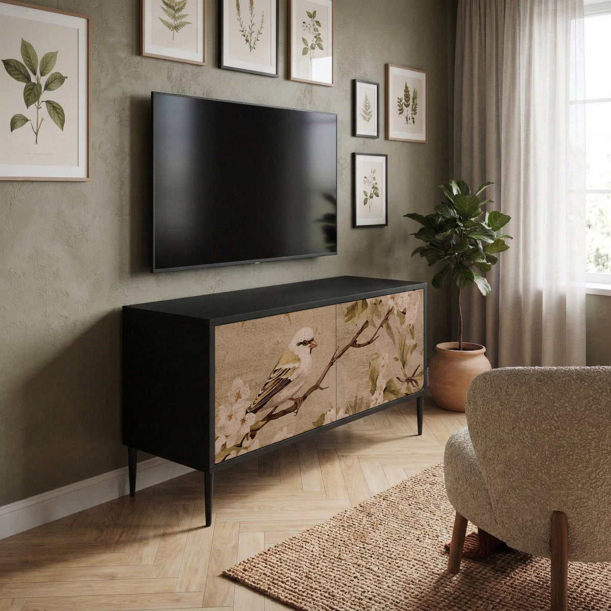 PETAL DISTINGUISH Kompakt TV-bänk med 2 dörrar