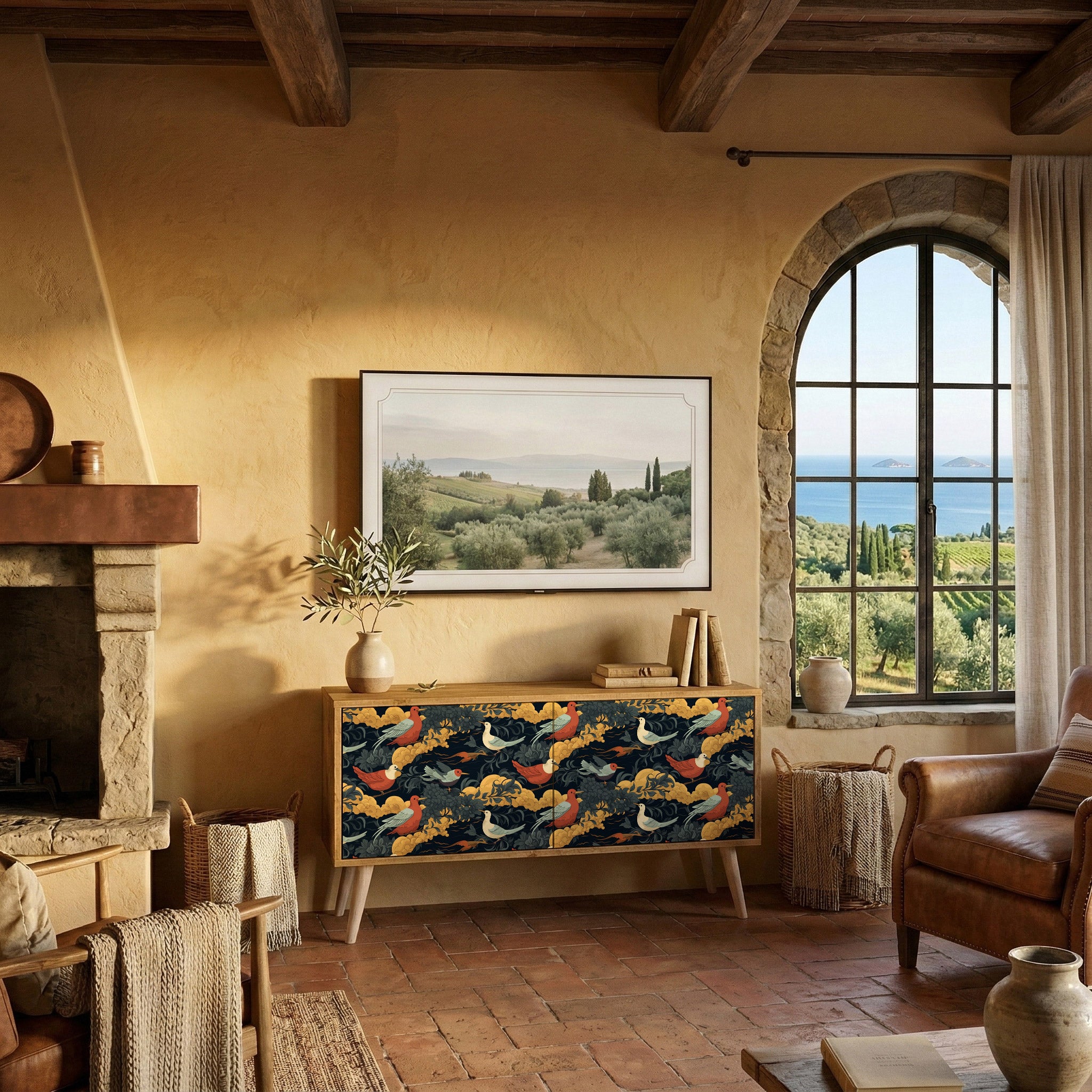 FOWLY DAZE Kompakt TV-bänk med 2 dörrar