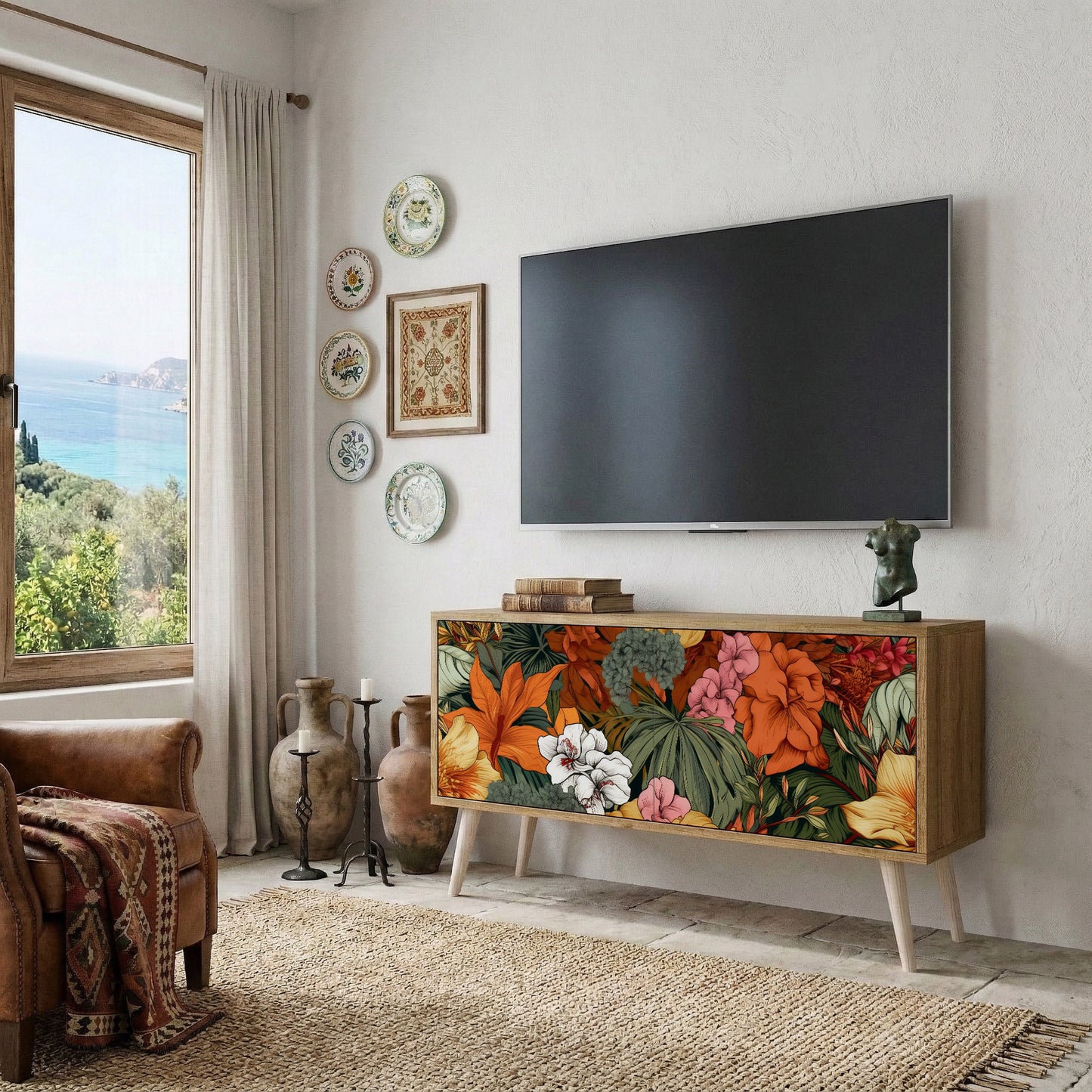 RADIANT FLORA Kompakt TV-bänk med 2 dörrar