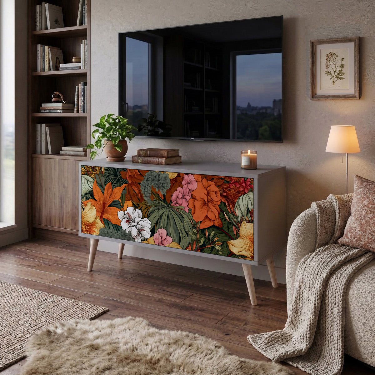 RADIANT FLORA Kompakt TV-bänk med 2 dörrar