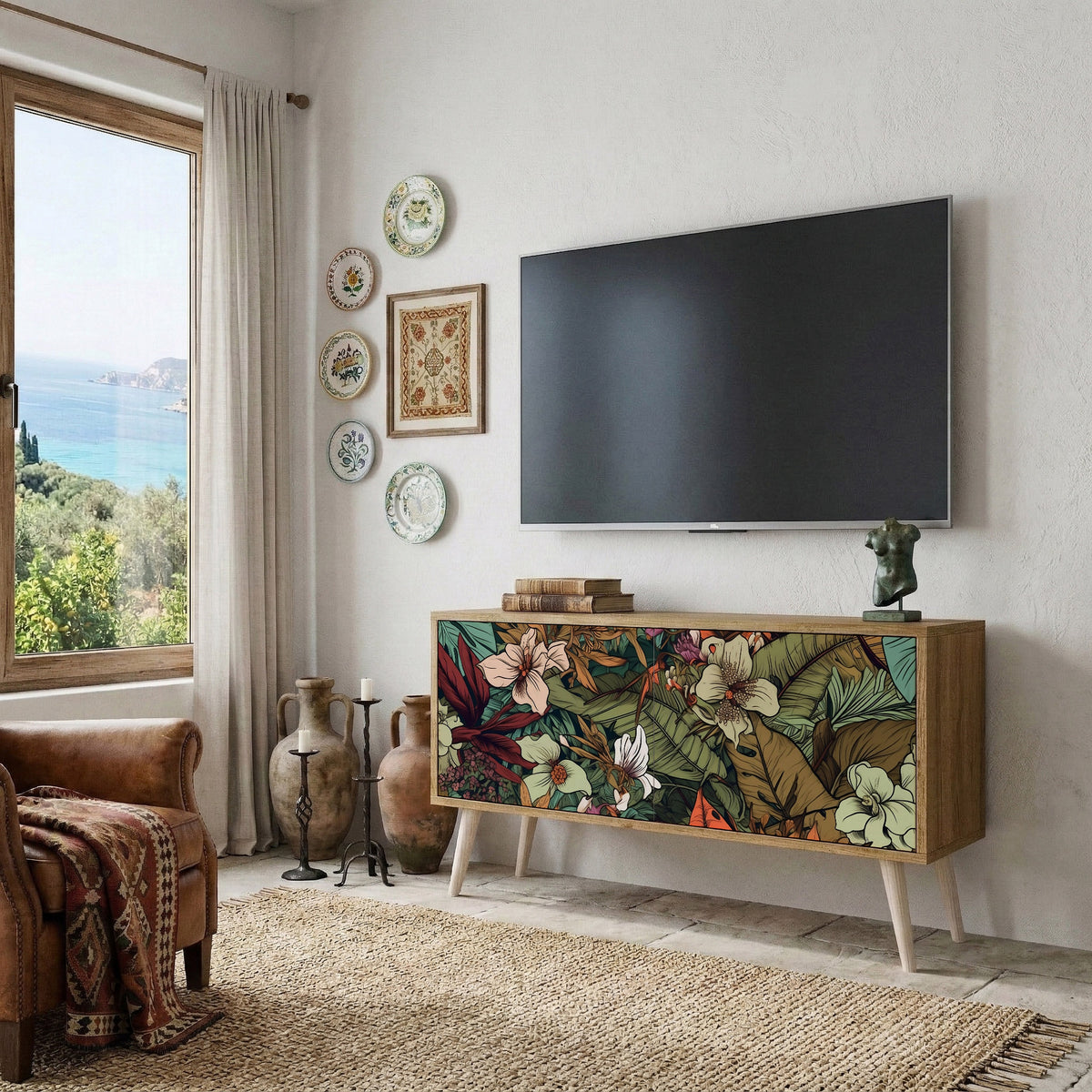 BOTANICAL EMERGENCE Kompakt TV-bänk med 2 dörrar