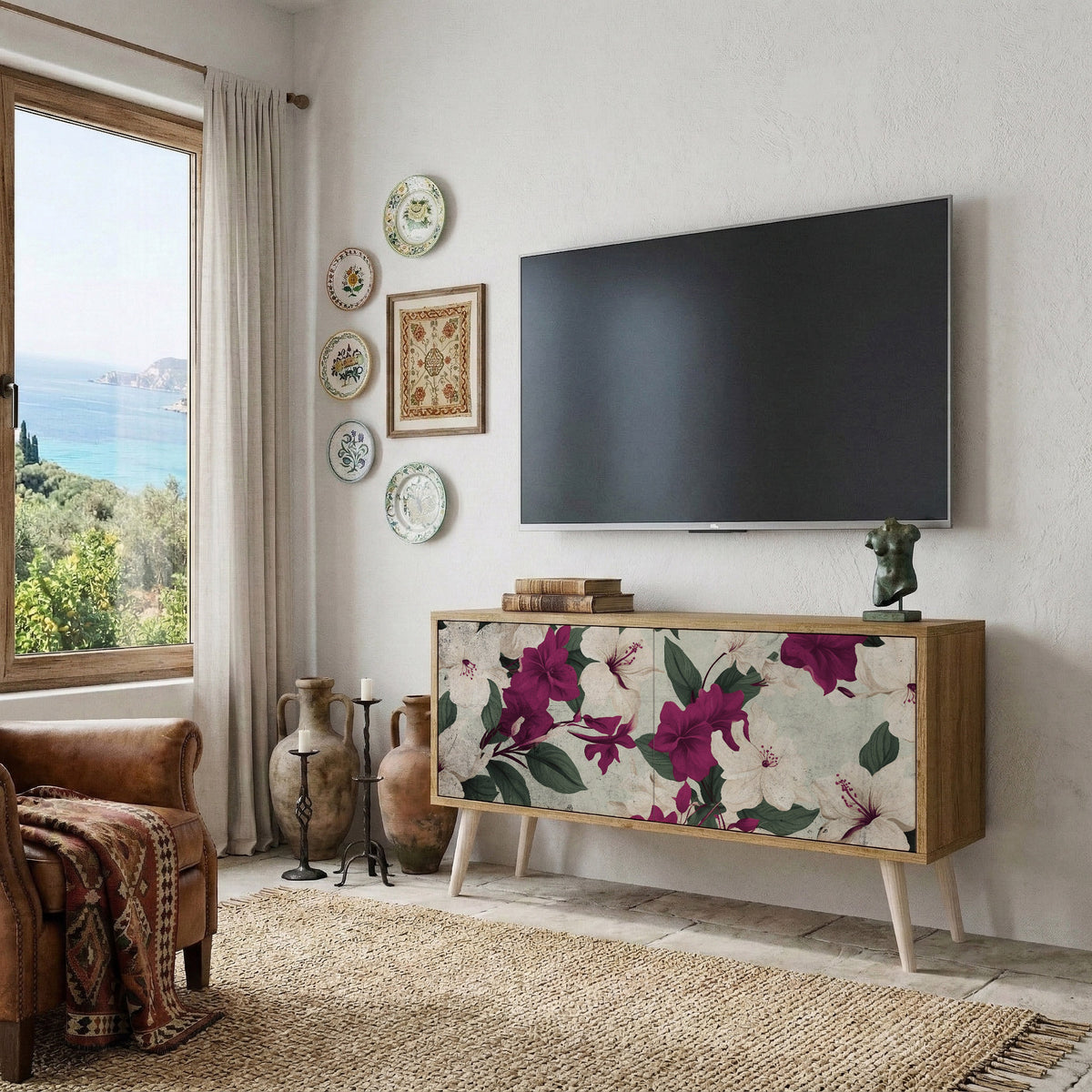 FLOWERET DREAM Kompakt TV-bänk med 2 dörrar