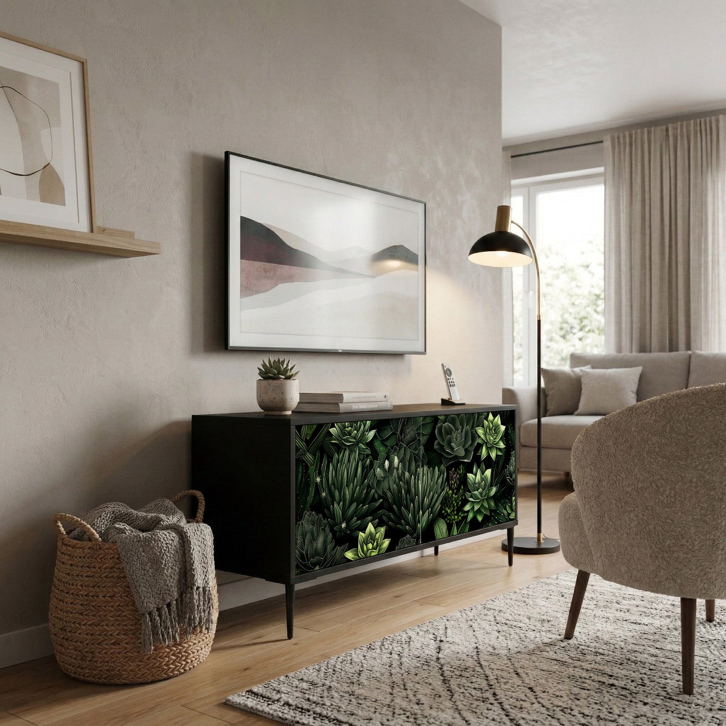 SUCCULENT JUNGLE Kompakt TV-bänk med 2 dörrar