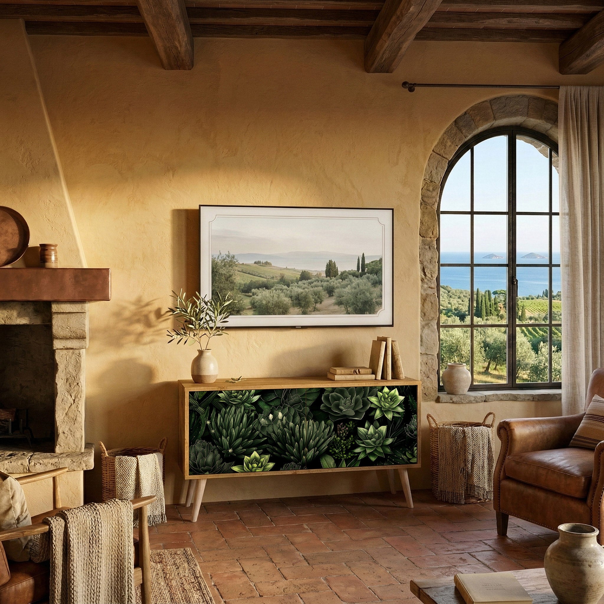 SUCCULENT JUNGLE Kompakt TV-bänk med 2 dörrar