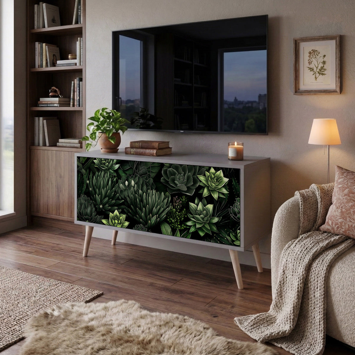 SUCCULENT JUNGLE Kompakt TV-bänk med 2 dörrar