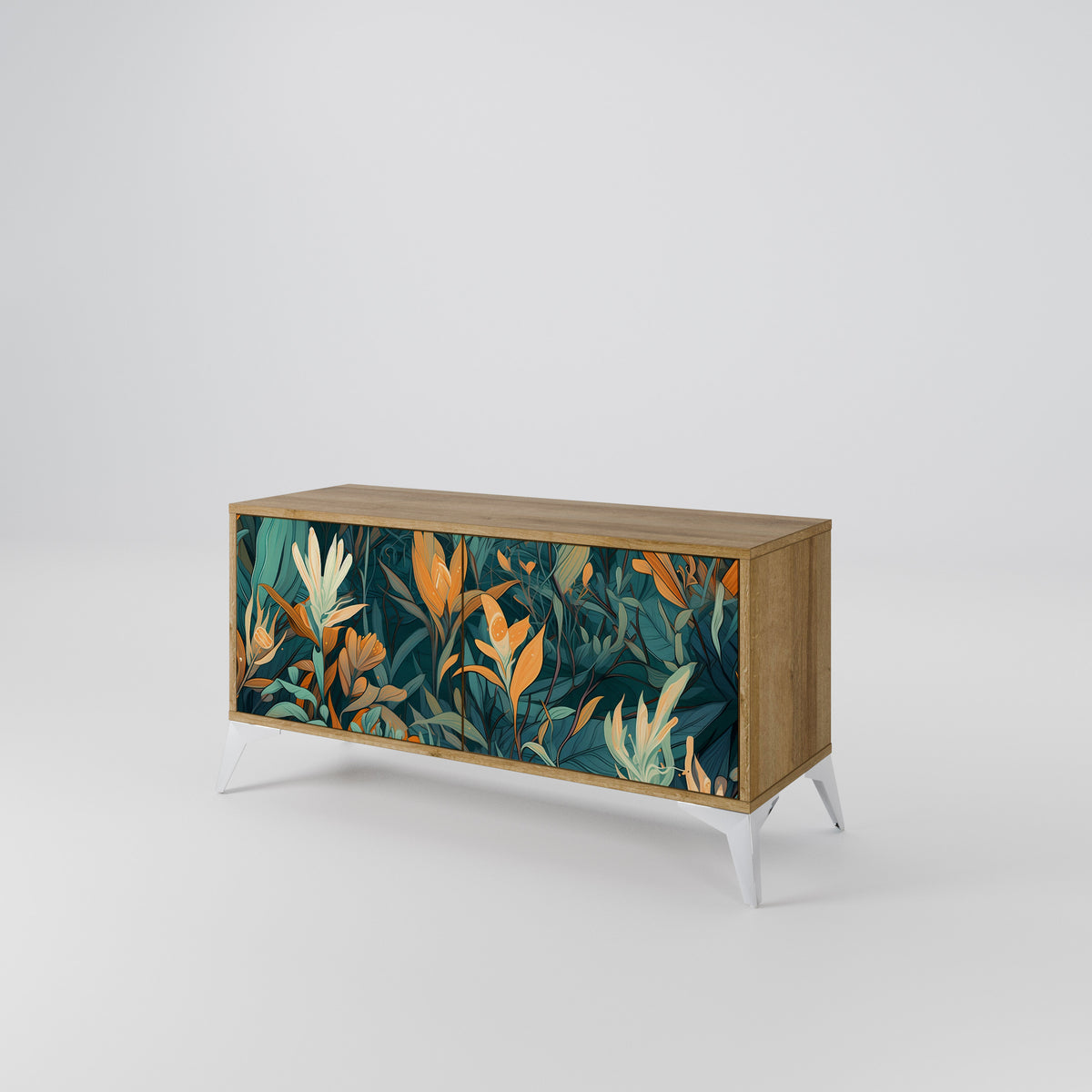 FLORAL SERENITY Kompakt TV-bänk med 2 dörrar