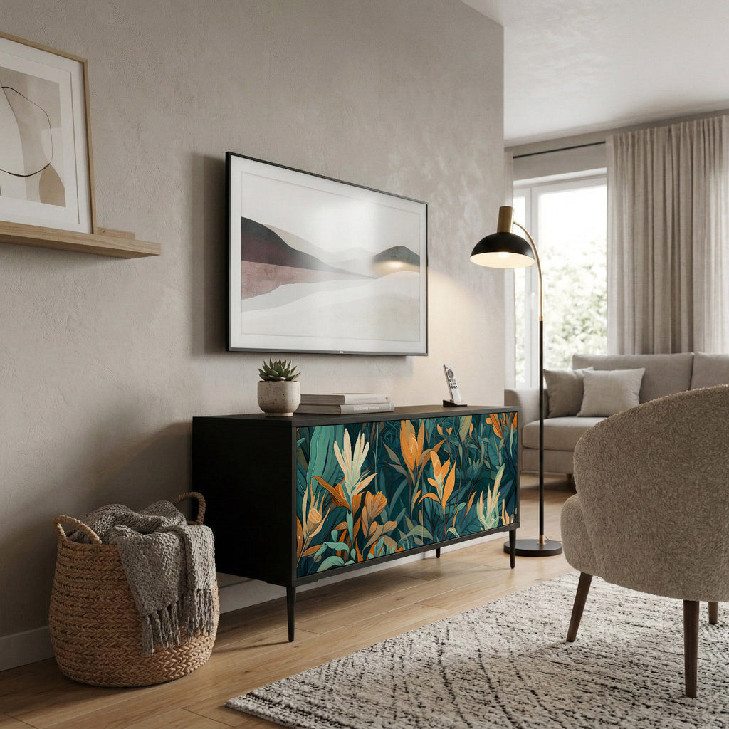 FLORAL SERENITY Kompakt TV-bänk med 2 dörrar
