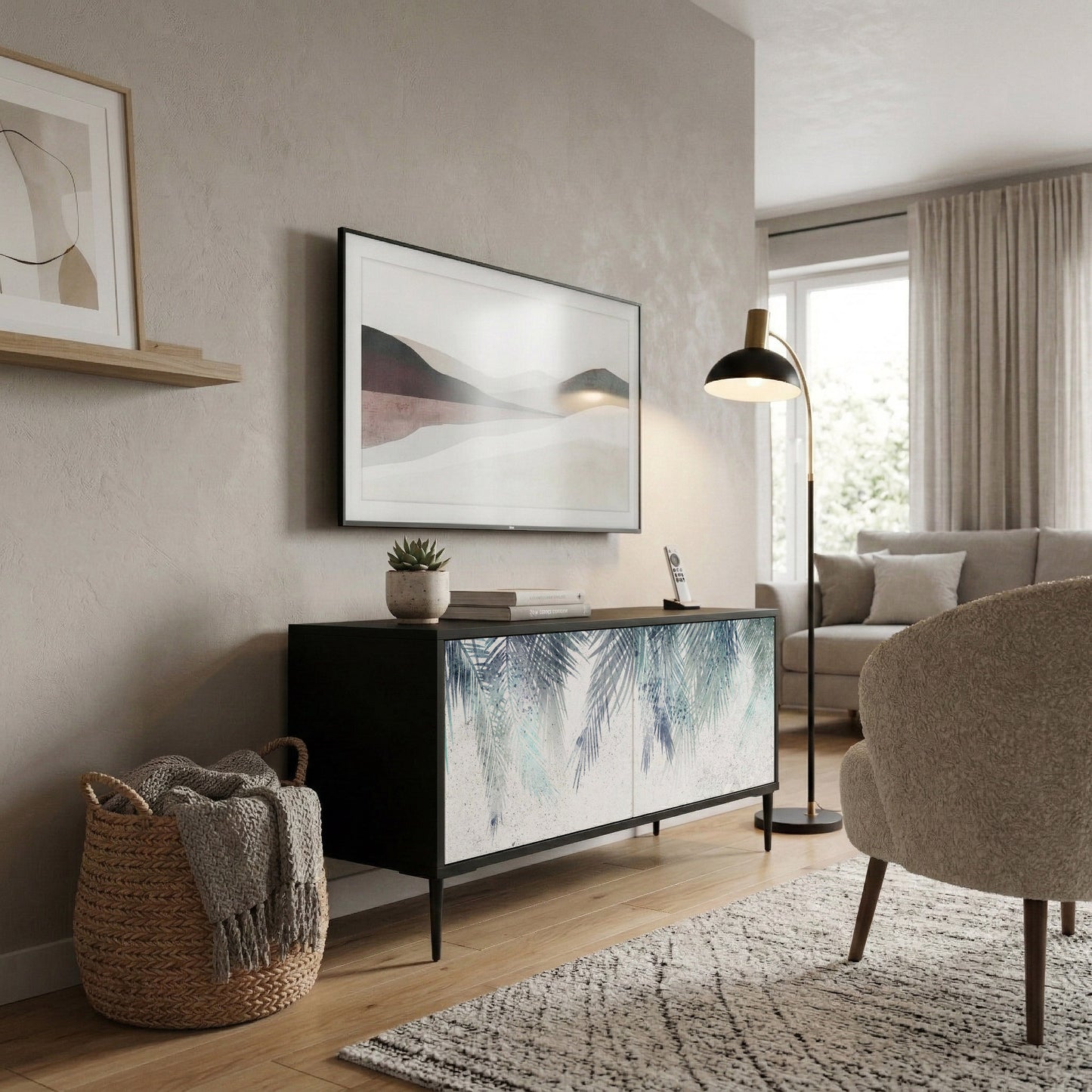 PALM VEIL Kompakt TV-bänk med 2 dörrar