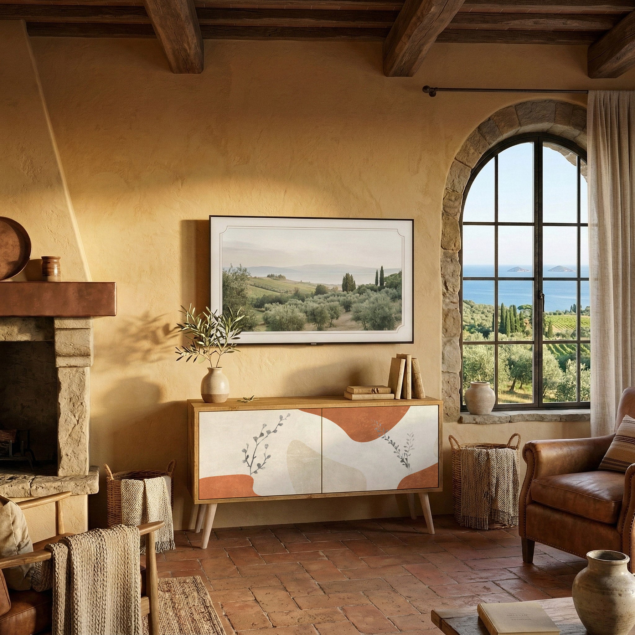 TRANQUIL TWIG Kompakt TV-bänk med 2 dörrar