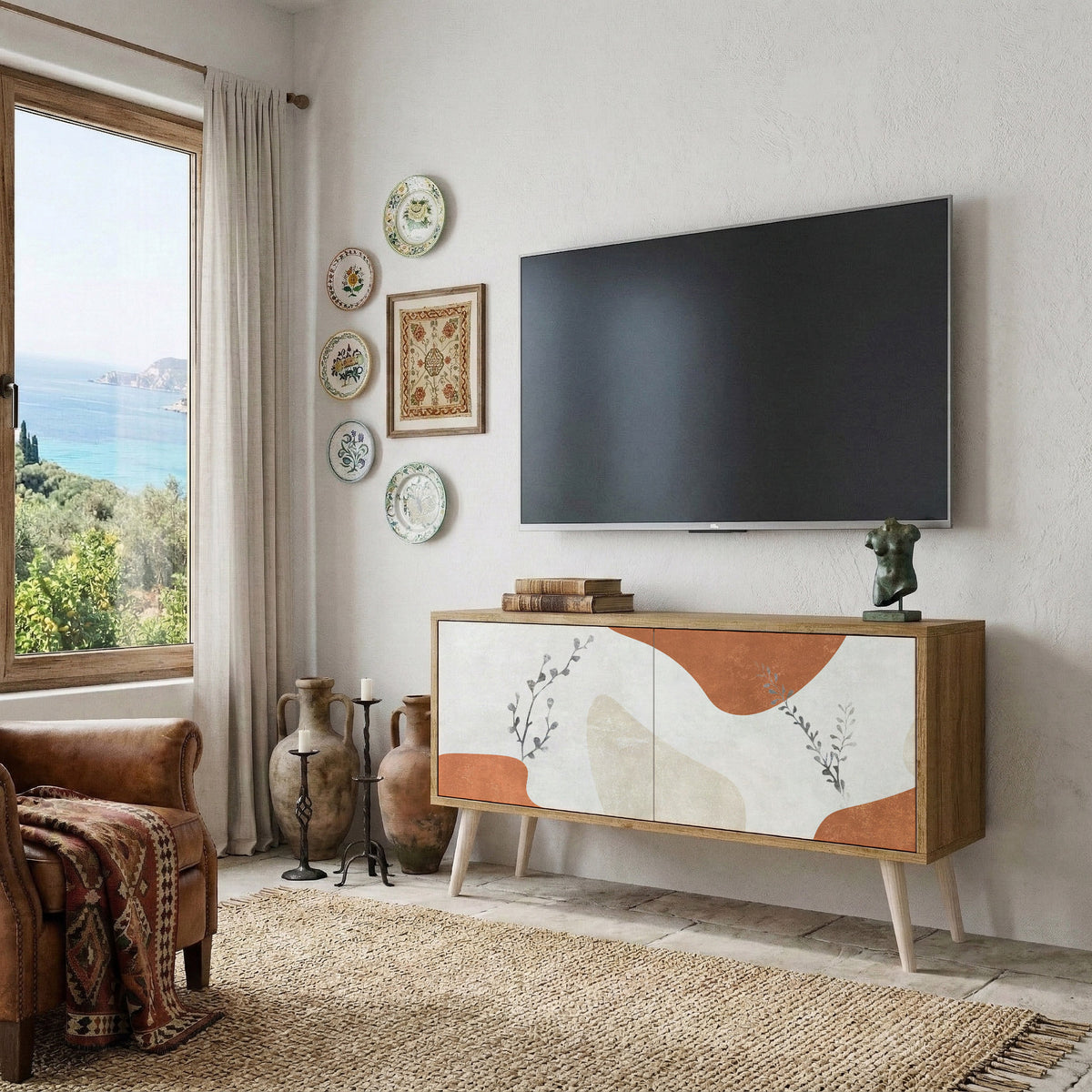 TRANQUIL TWIG Kompakt TV-bänk med 2 dörrar
