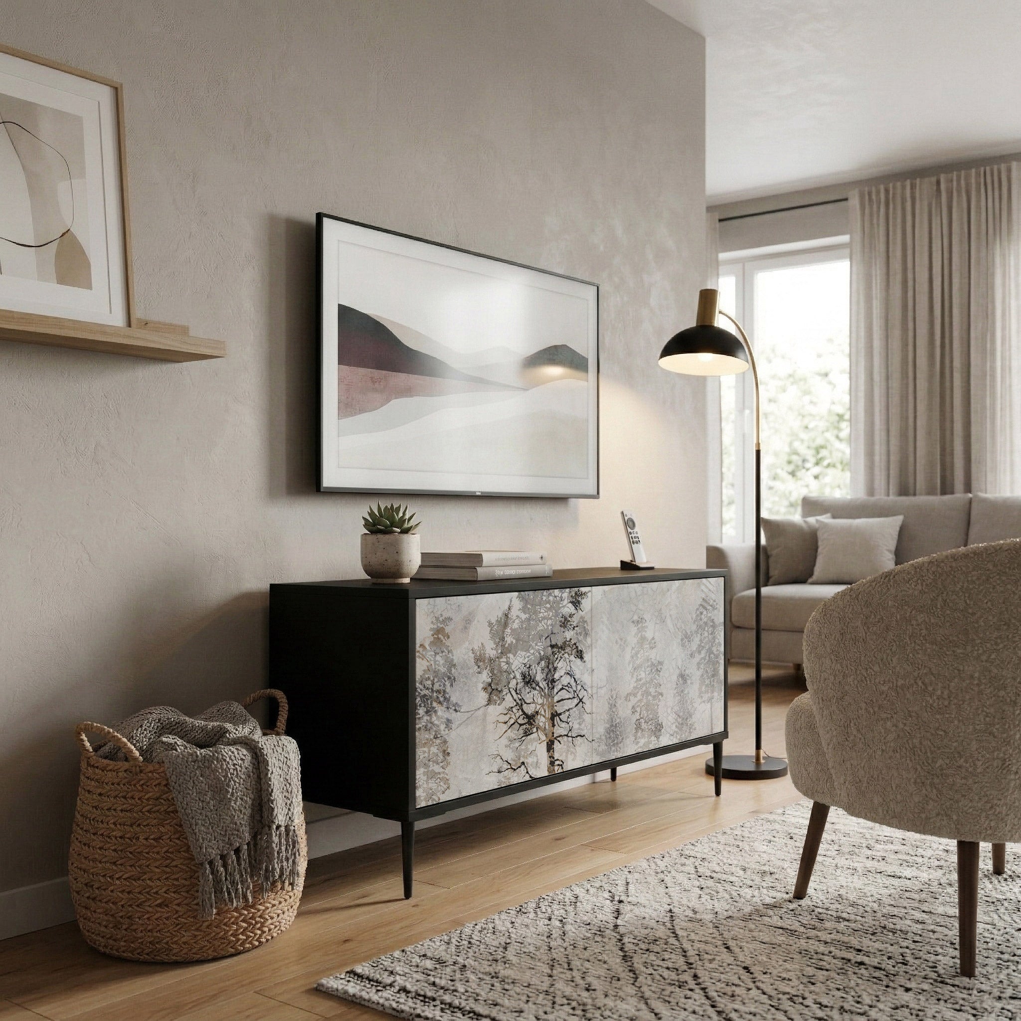 FADE IN THE TREES Kompakt TV-bänk med 2 dörrar