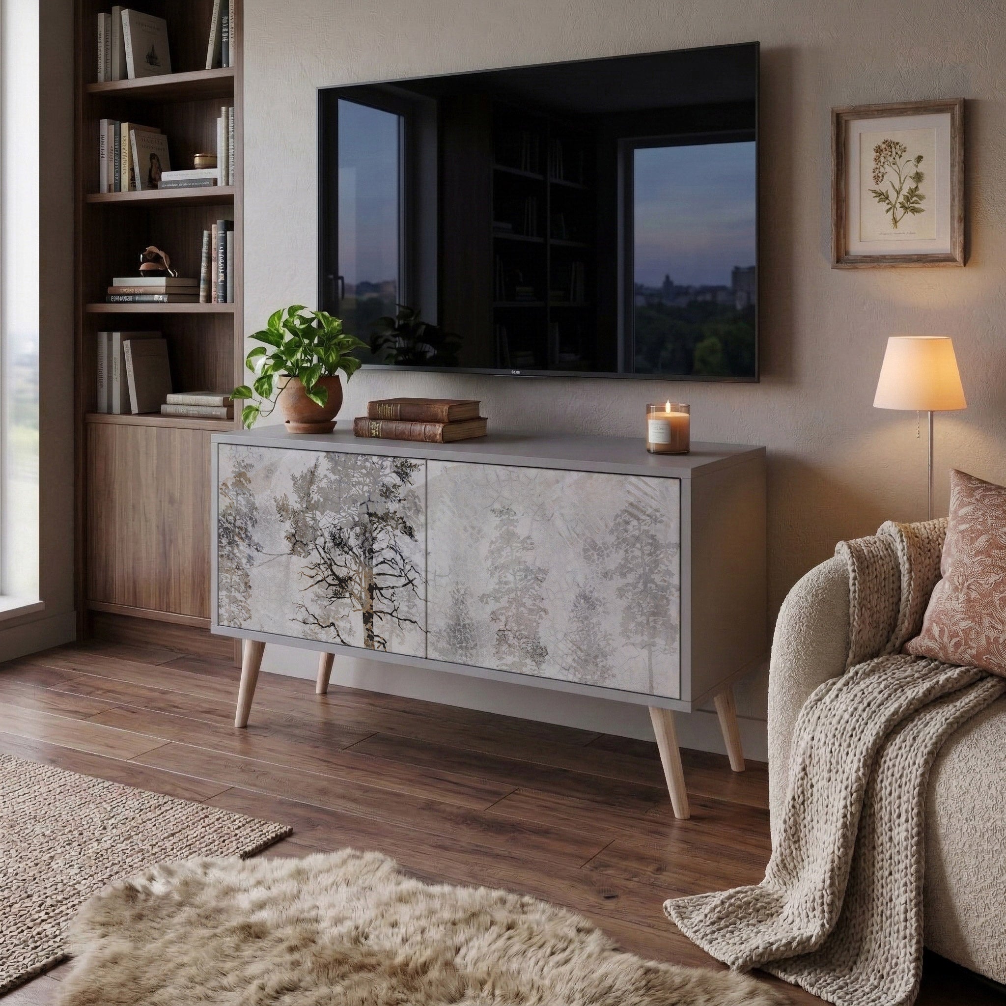 FADE IN THE TREES Kompakt TV-bänk med 2 dörrar