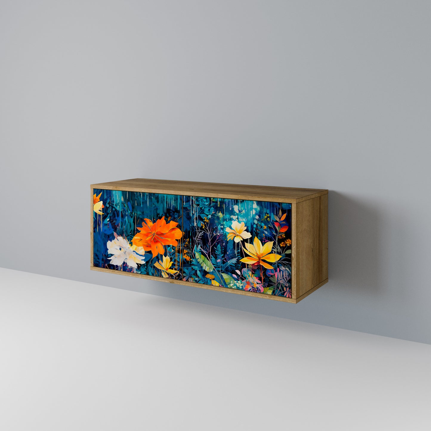 MIDNIGHT BLOSSOM Kompakt TV-bänk med 2 dörrar