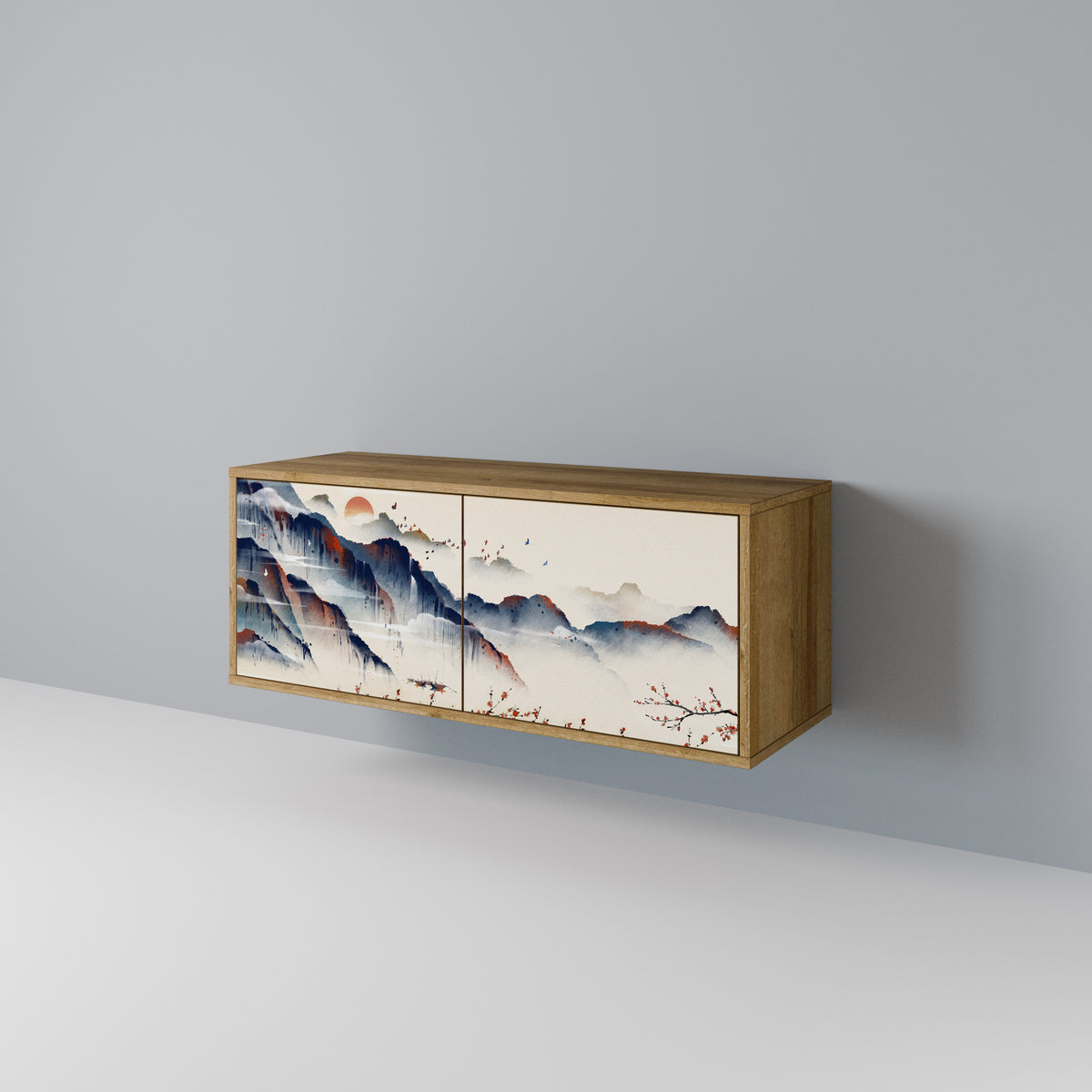 JAPANESE LANDSCAPE Kompakt TV-bänk med 2 dörrar