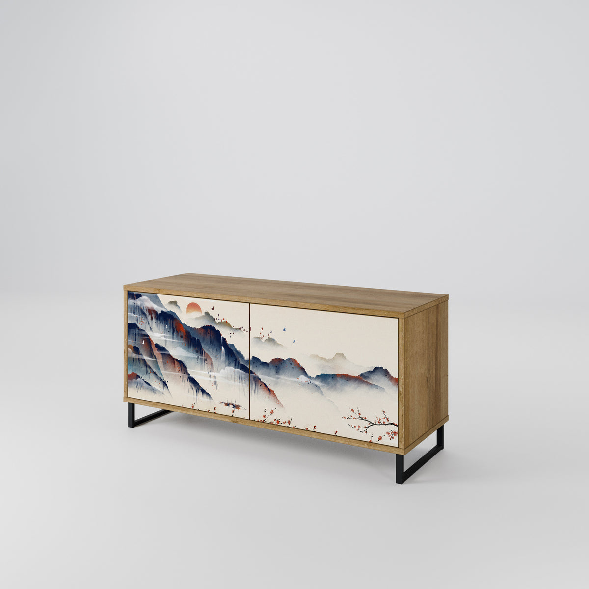 JAPANESE LANDSCAPE Kompakt TV-bänk med 2 dörrar