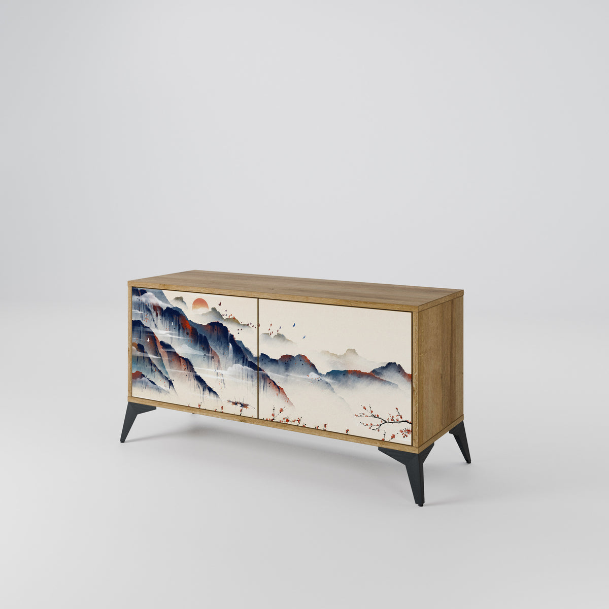 JAPANESE LANDSCAPE Kompakt TV-bänk med 2 dörrar