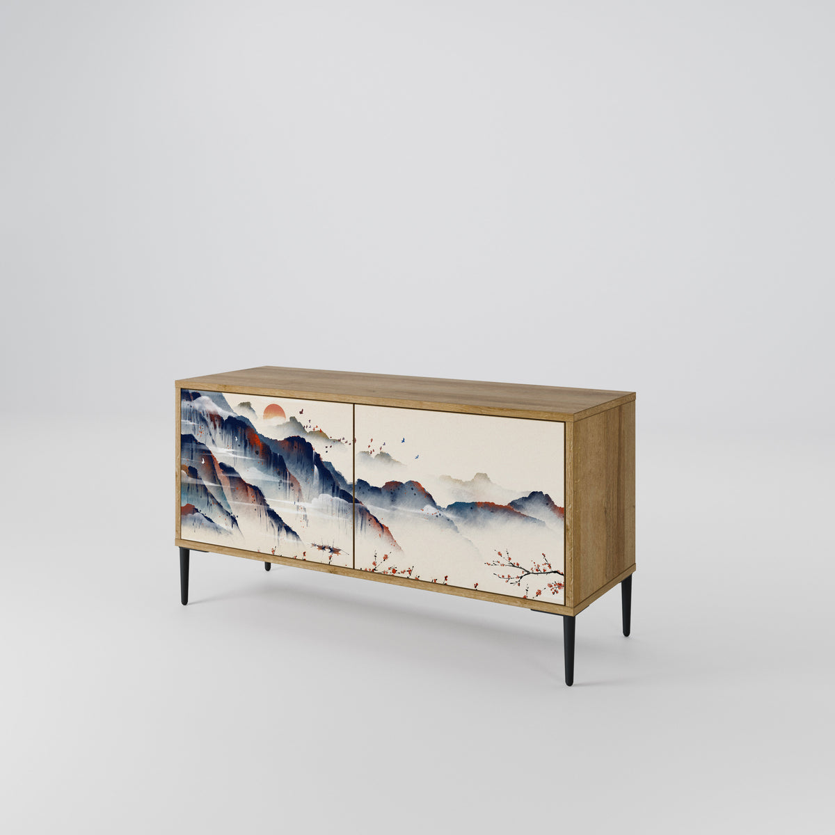 JAPANESE LANDSCAPE Kompakt TV-bänk med 2 dörrar