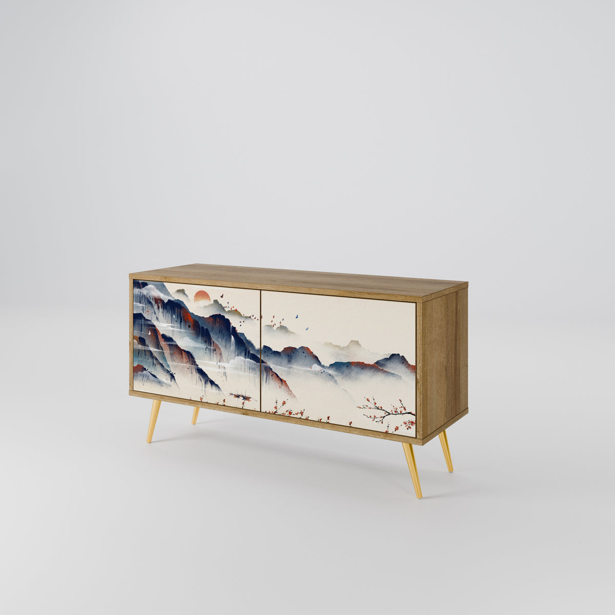 JAPANESE LANDSCAPE Kompakt TV-bänk med 2 dörrar