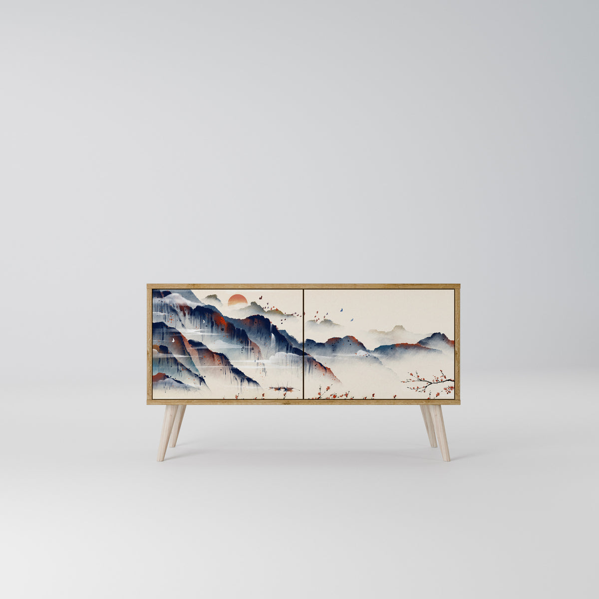 JAPANESE LANDSCAPE Kompakt TV-bänk med 2 dörrar