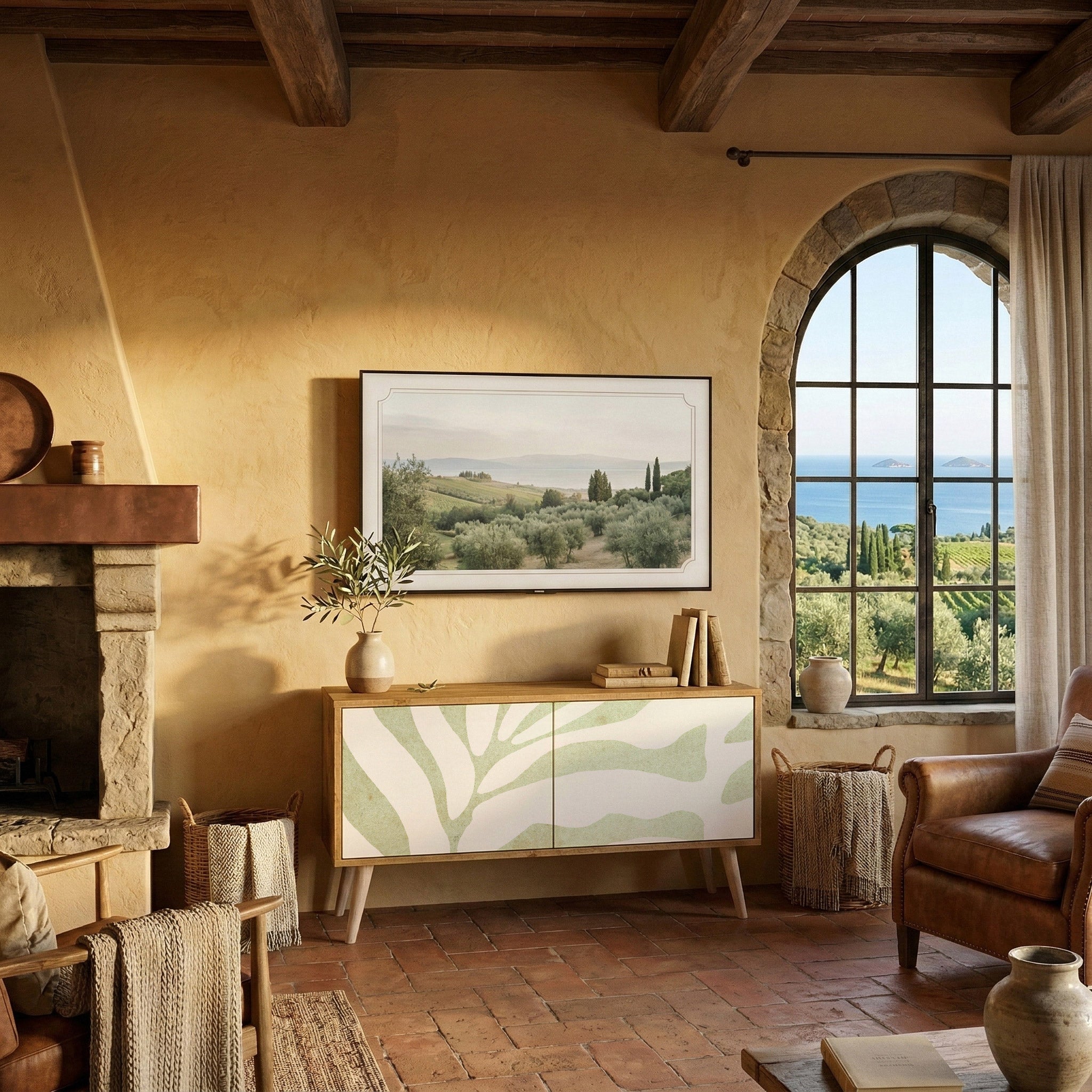 BOTANICAL SPARK Kompakt TV-bänk med 2 dörrar