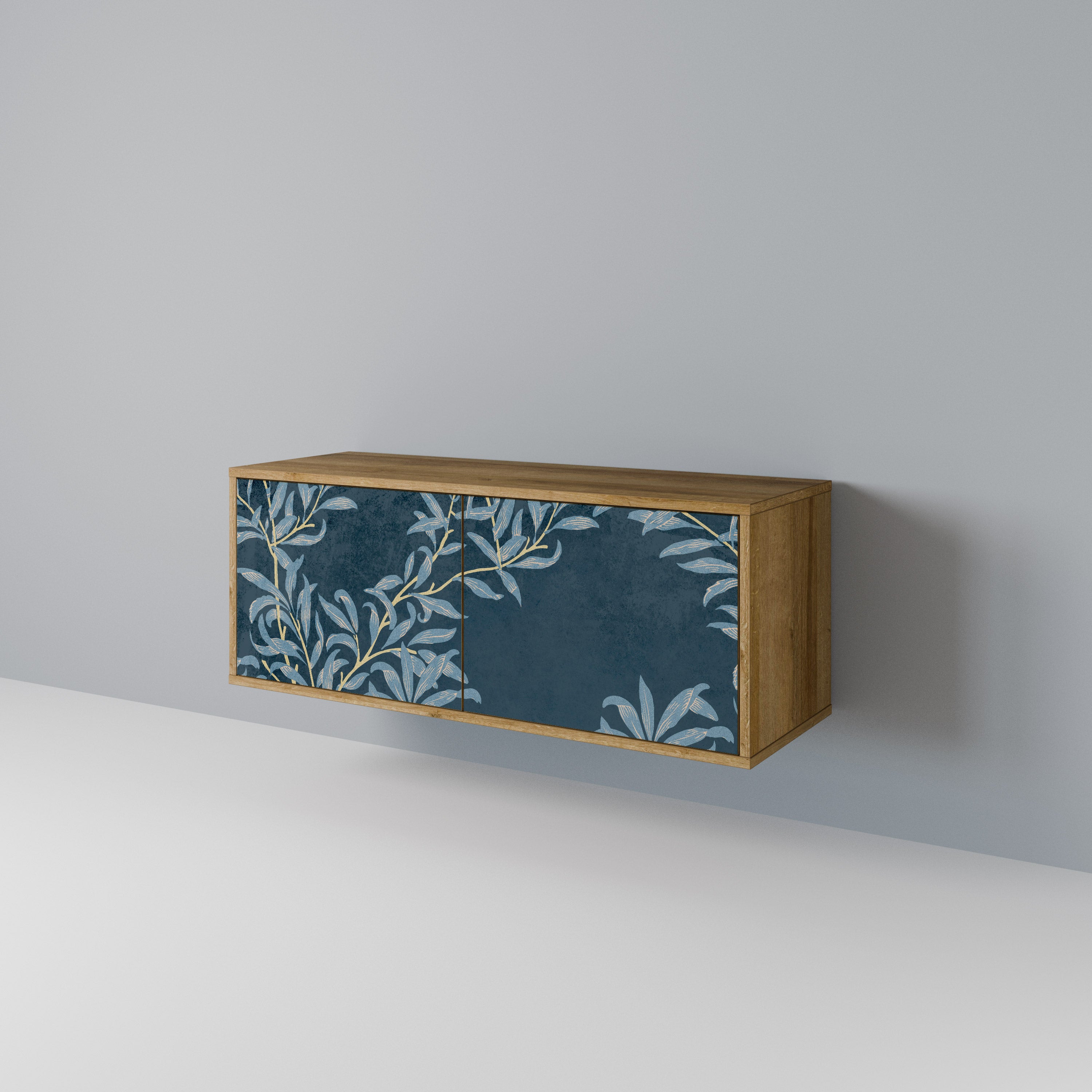 BLUE LEAVES Compact 2-Door TV Cabinet