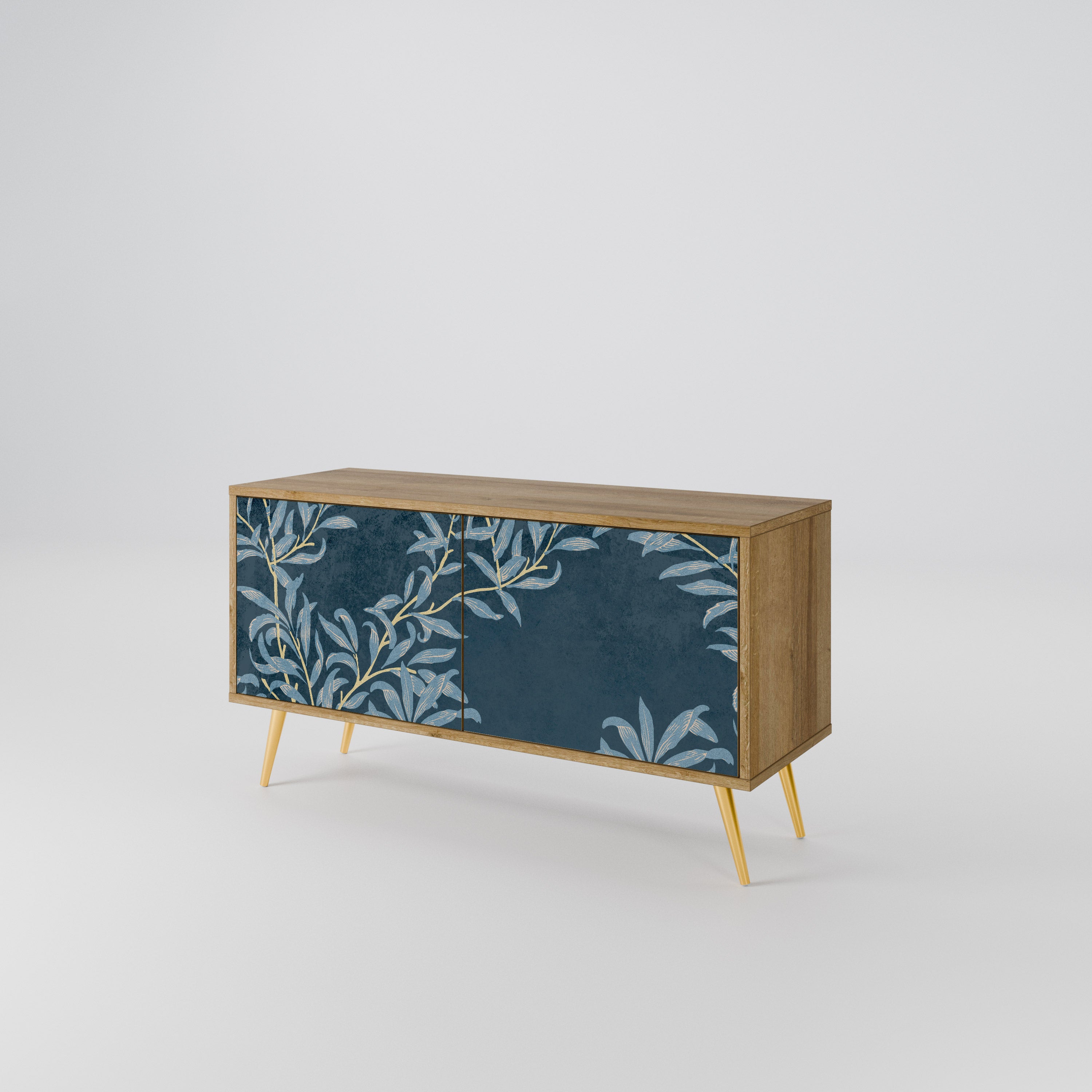 BLUE LEAVES Compact 2-Door TV Cabinet