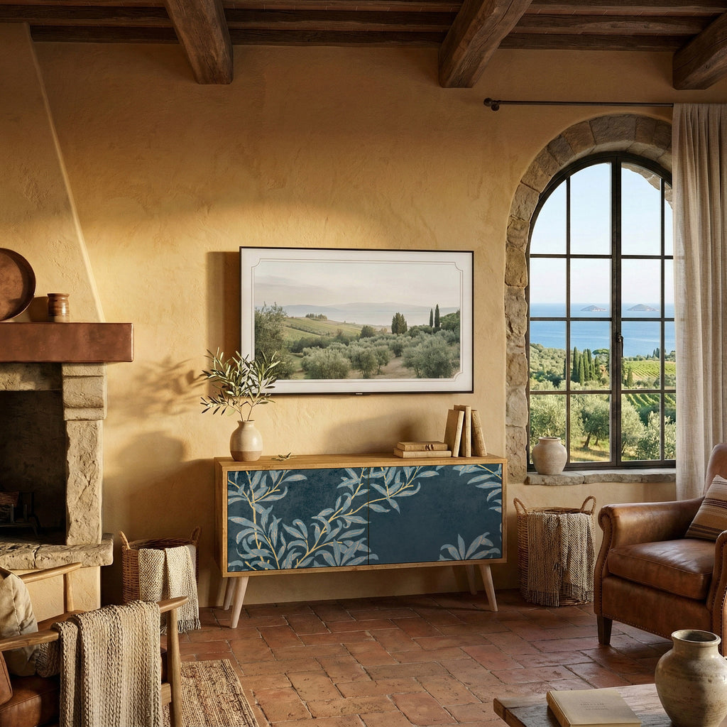 BLUE LEAVES Compact 2-Door TV Cabinet