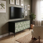 LEAVES ON GREEN Kompakt TV-bänk med 2 dörrar