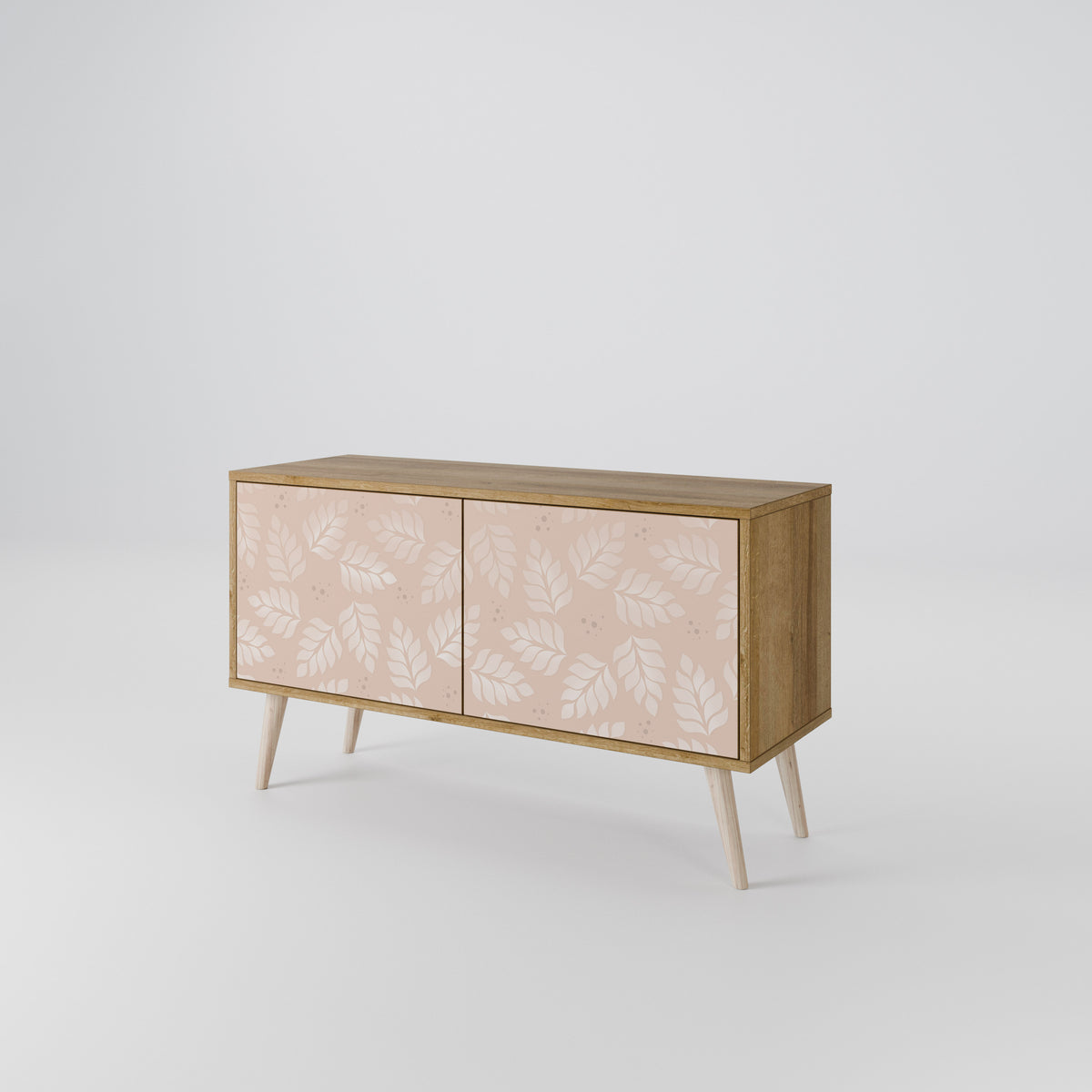 LEAVES ON BEIGE Kompakt TV-bänk med 2 dörrar
