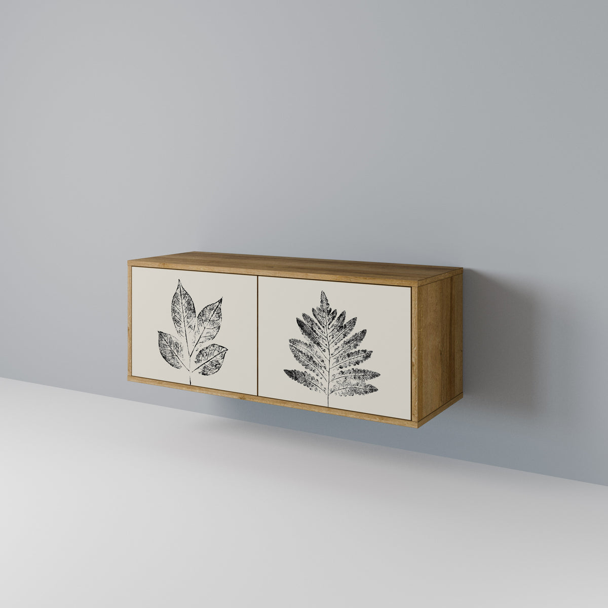 LEAFY STAMPS Kompakt TV-bänk med 2 dörrar