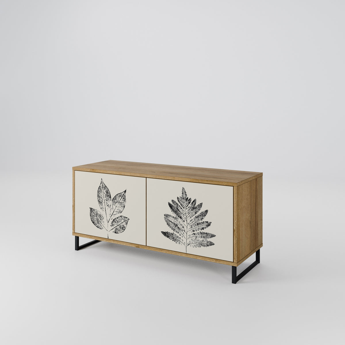 LEAFY STAMPS Kompakt TV-bänk med 2 dörrar