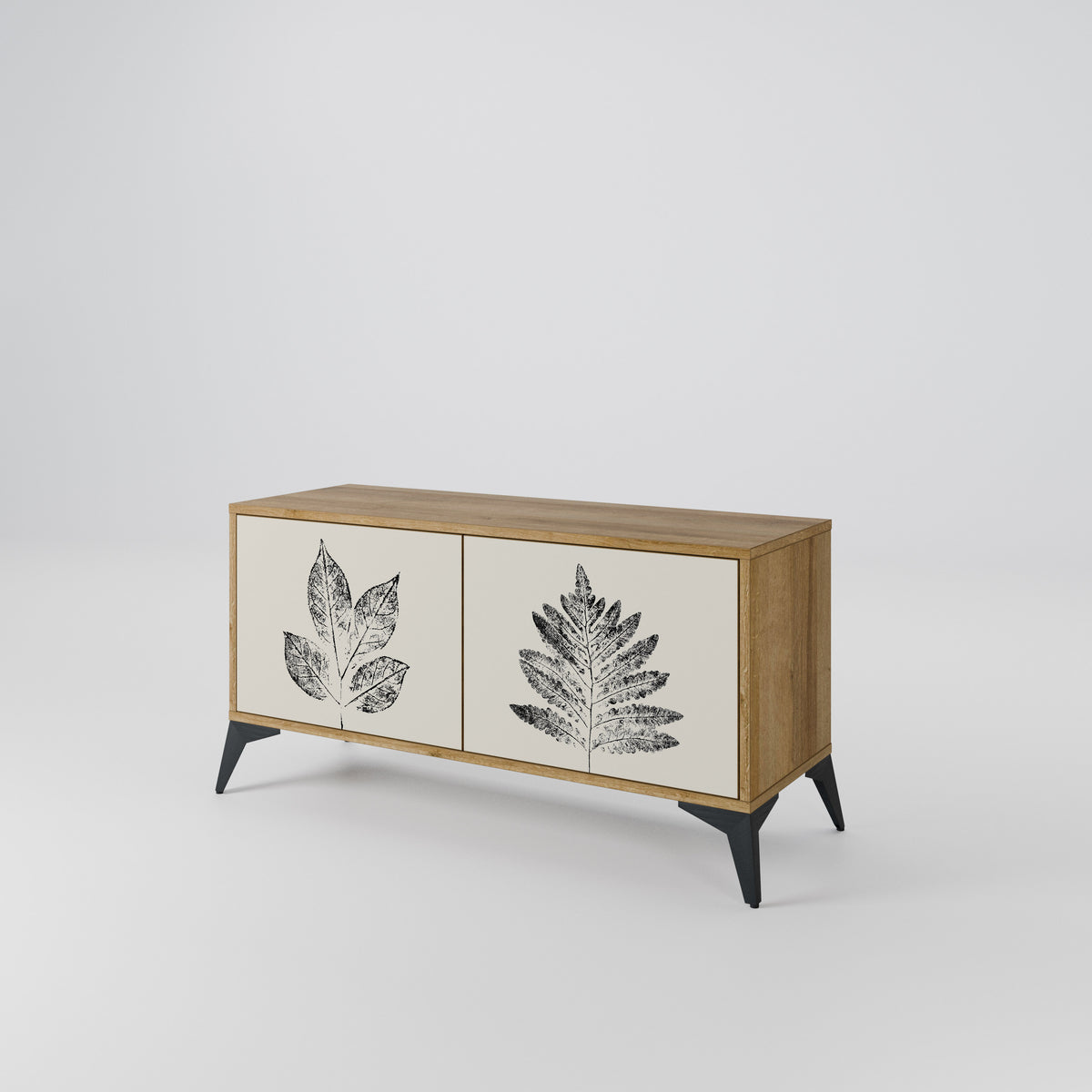 LEAFY STAMPS Kompakt TV-bänk med 2 dörrar
